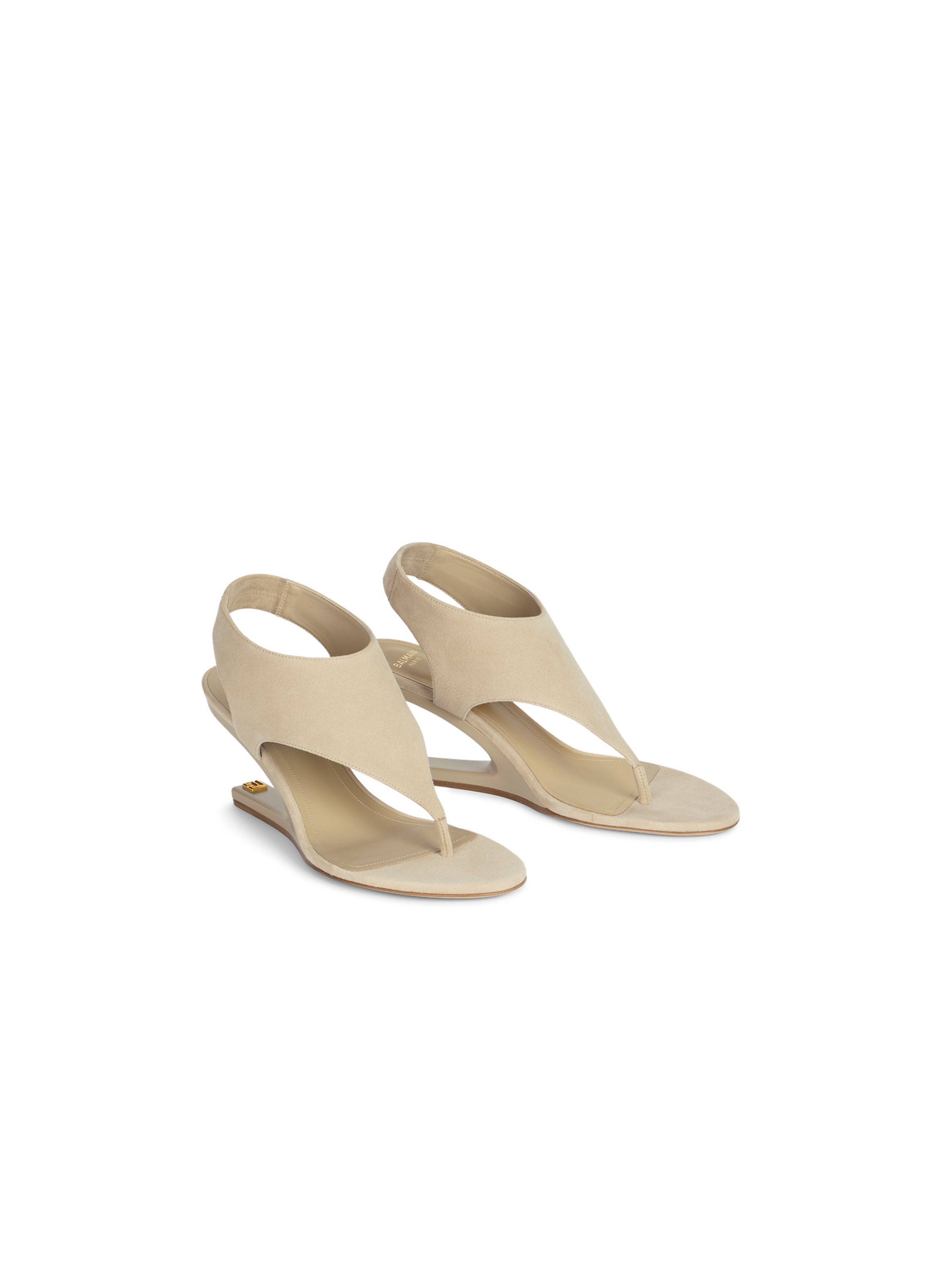 Sandales no wedge en cuir suédé BALMAIN Beige