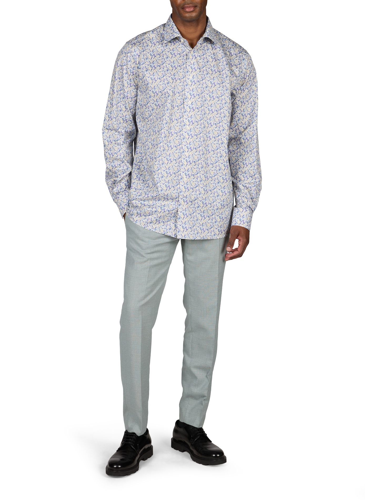 Camisa recta estampada de algodón ETON Violeta