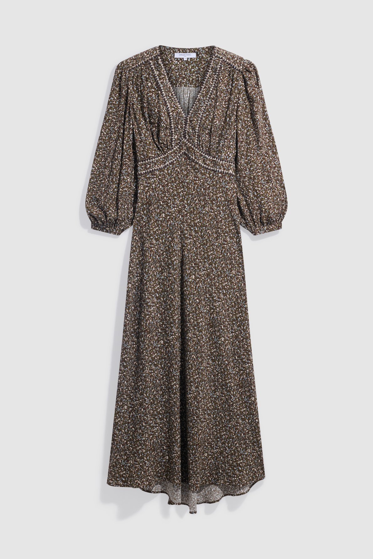 Robe longue cintrée imprimée - caryl GERARD DAREL Vert
