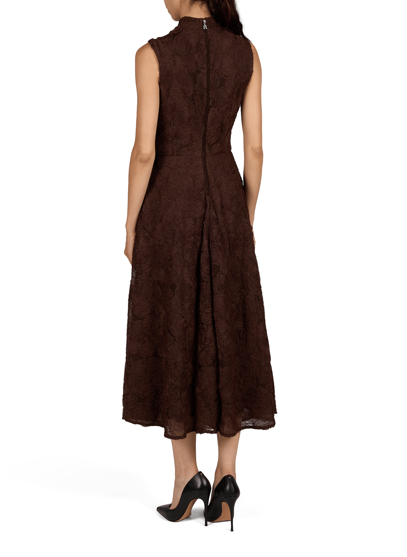 Robe longue évasée ROTATE Marron