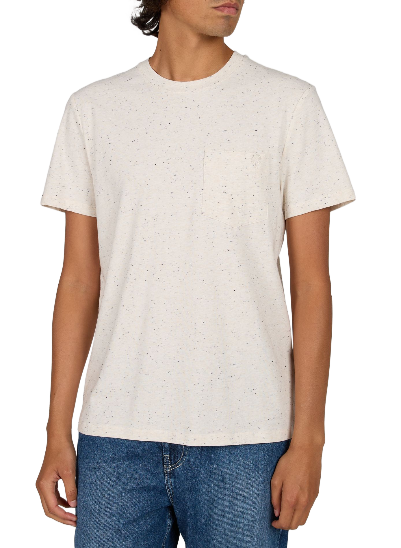 Straight fit round neck speckled t-shirt FAGUO Beige