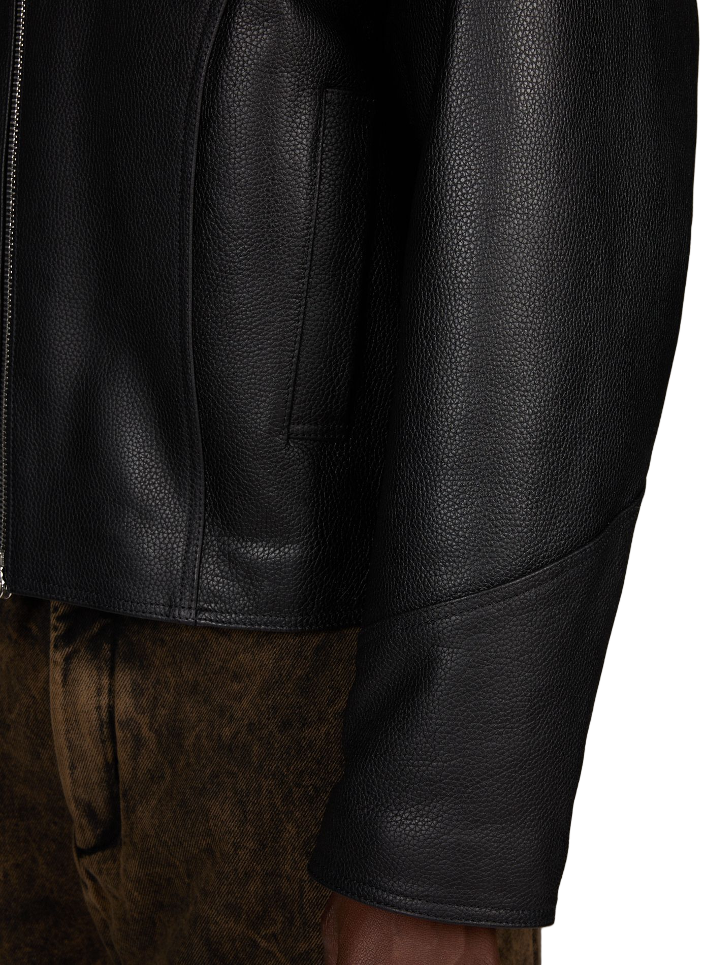 Padded grained leather jacket LOUIS GABRIEL NOUCHI Black