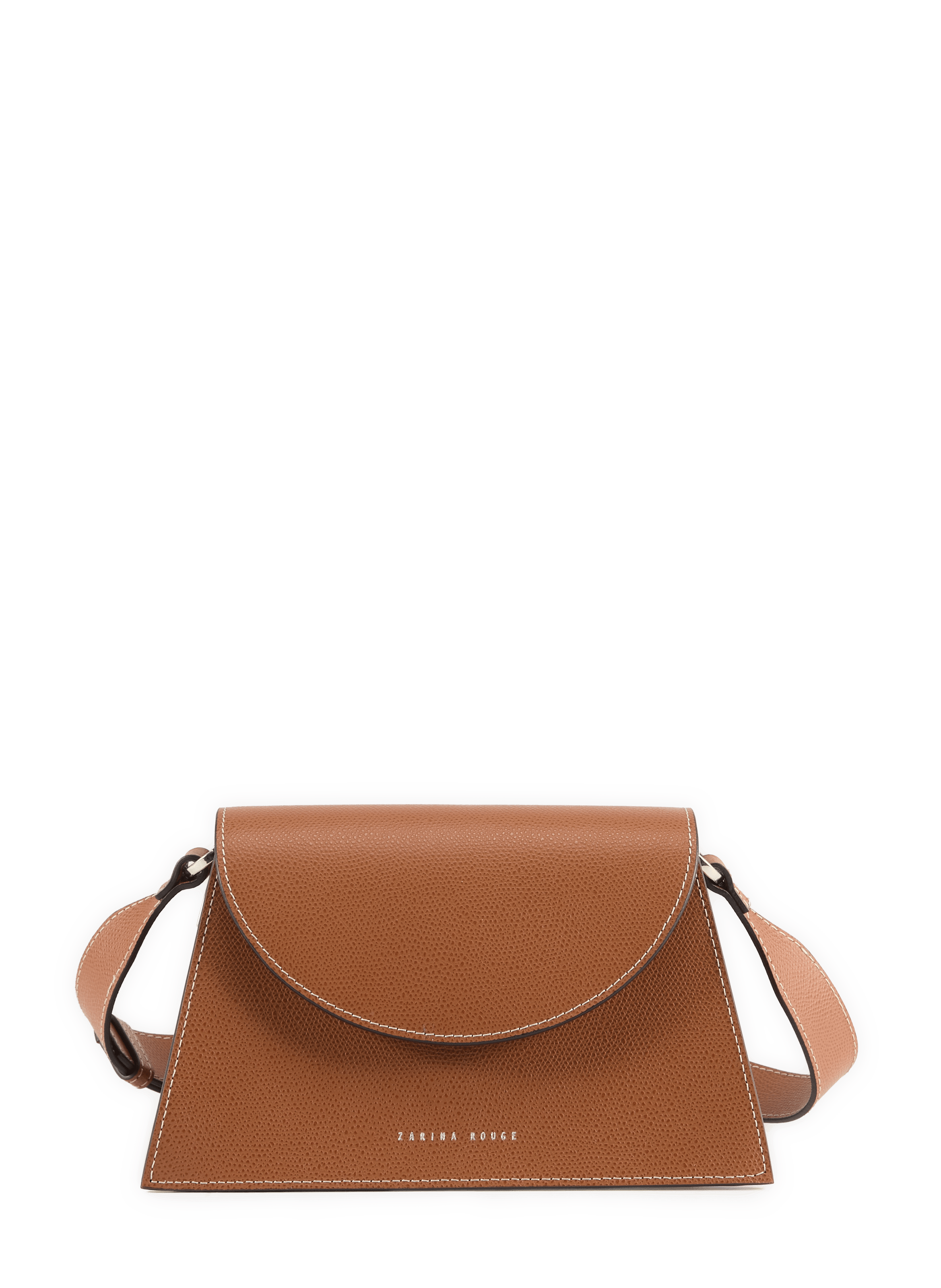 Adjustable leather shoulder bag ZARINA ROUGE Brown