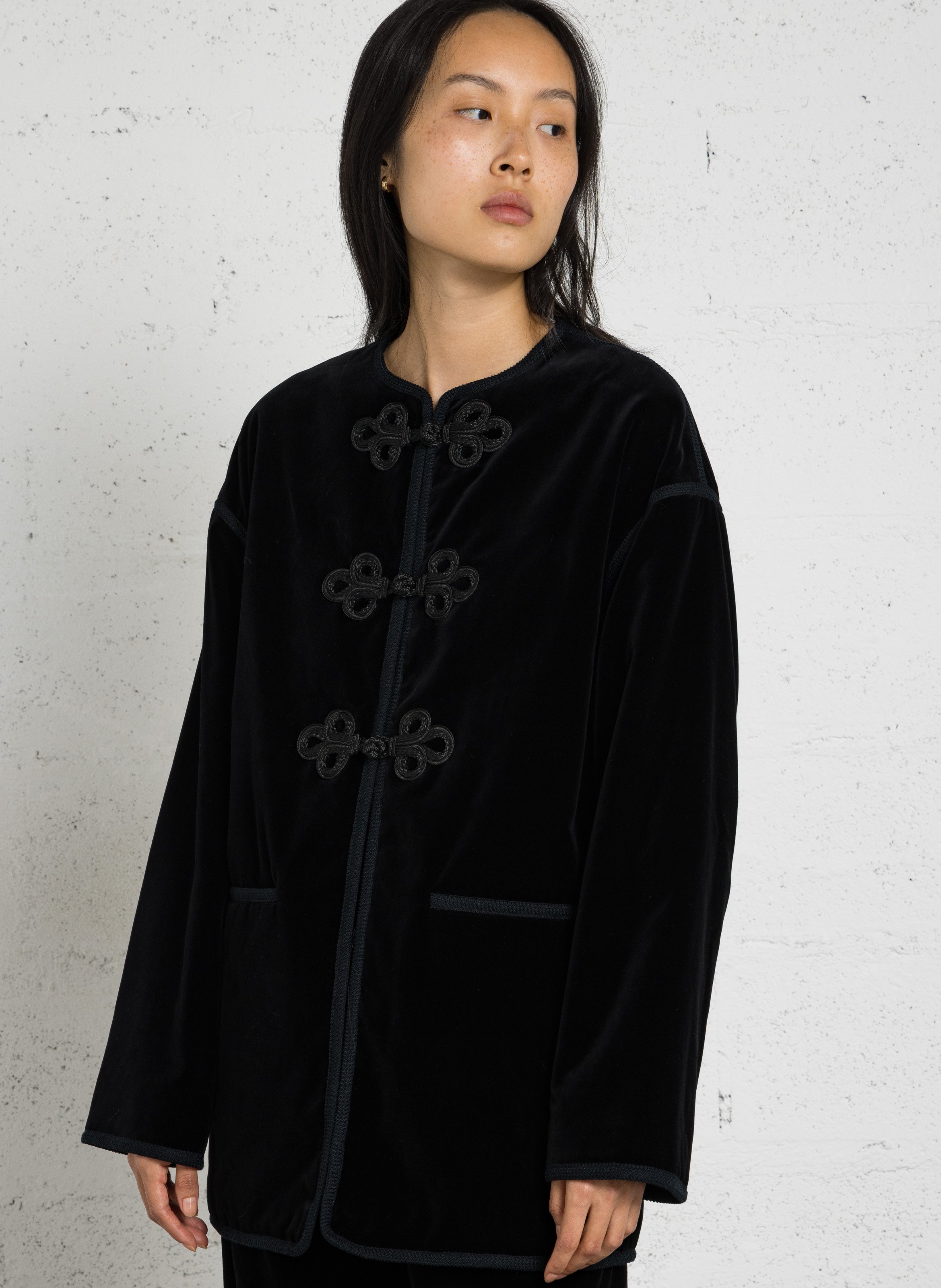Veste droite col rond en coton bio lutetia SOEUR Noir
