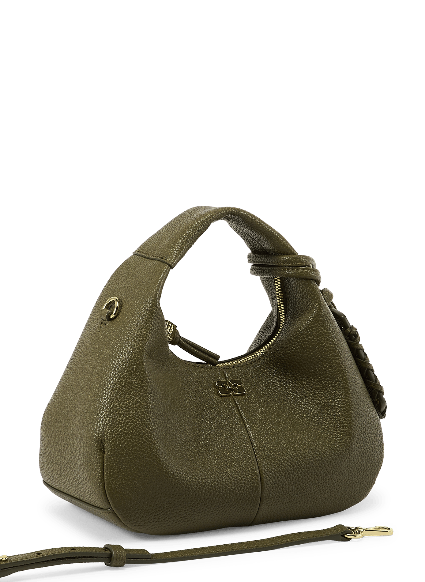 Sac à main Hobo grainé GANNI Kaki