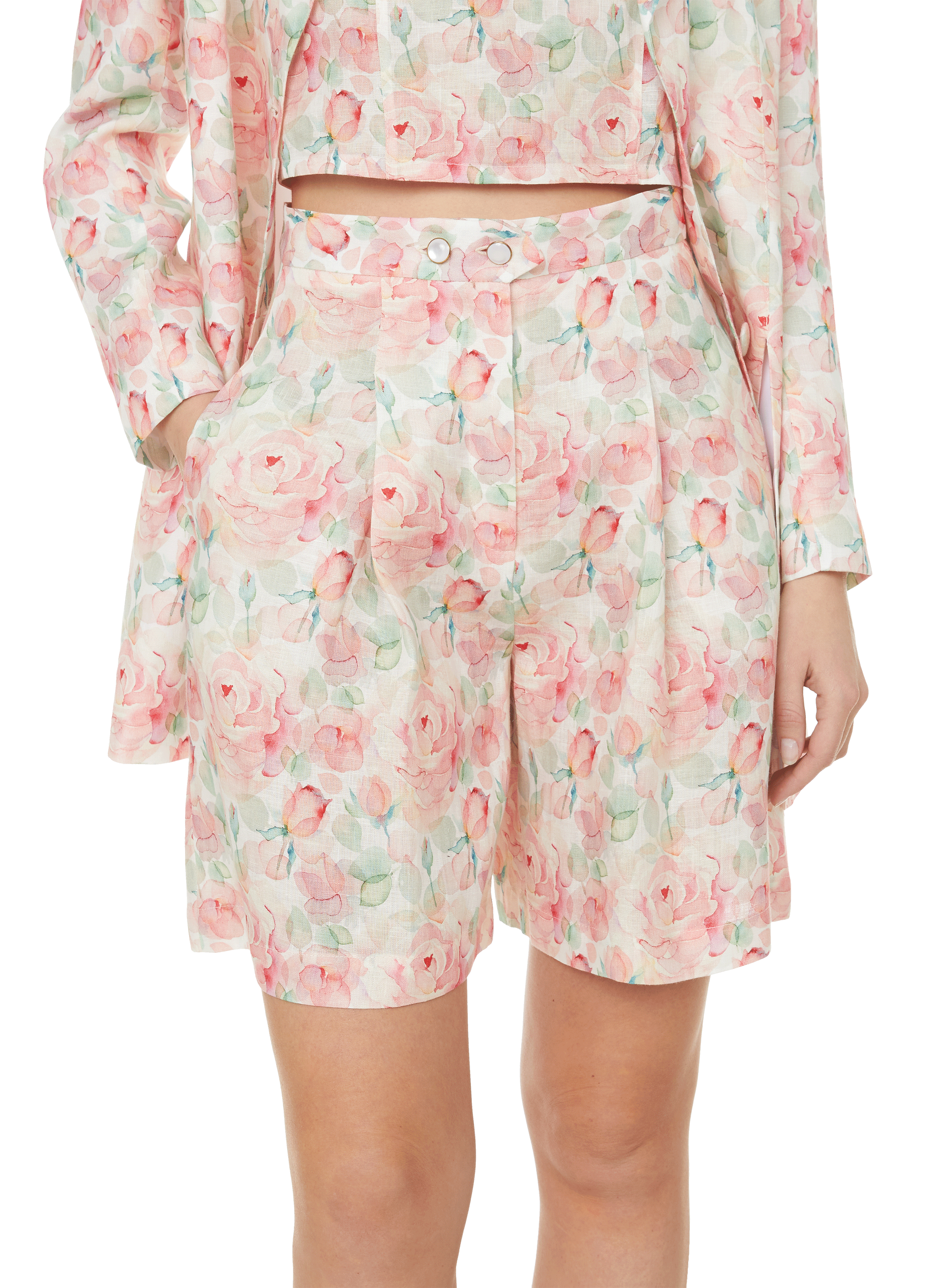 LIYA Short à fleurs en lin Multicolore