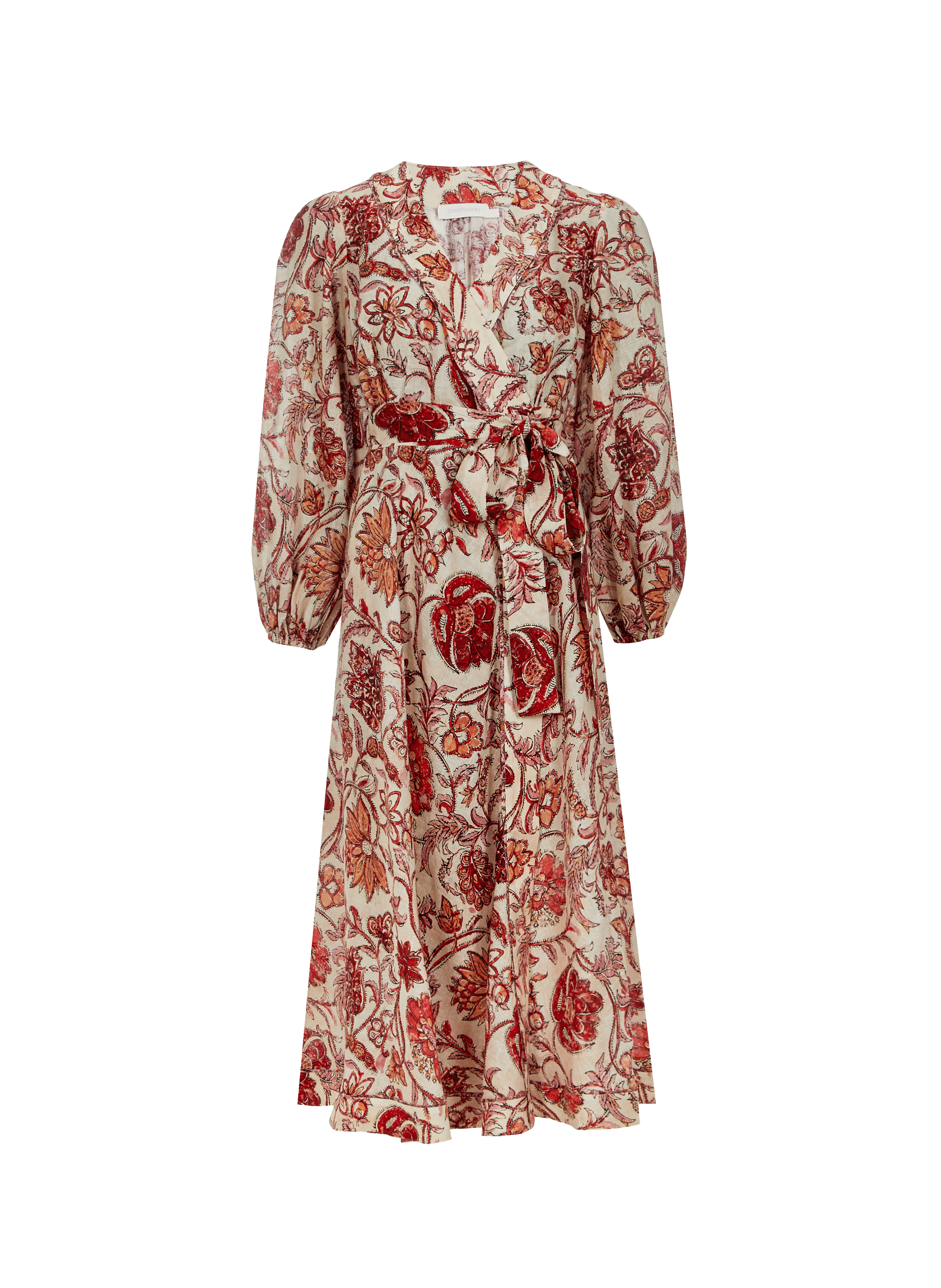 Robe maxi portefeuille à imprimé en lin