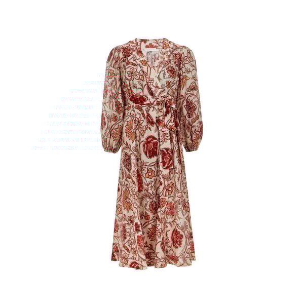 Robe maxi portefeuille à imprimé en lin