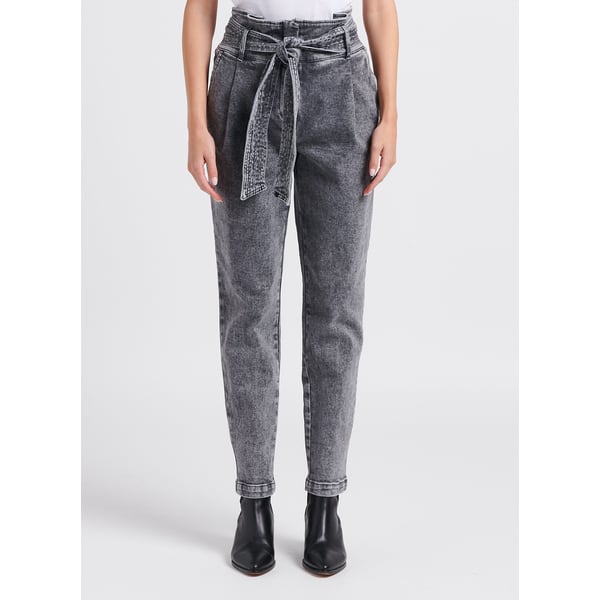 Jean taille haute slim délavé