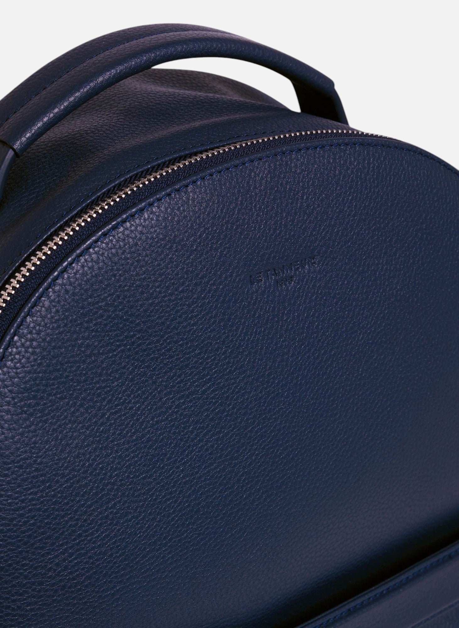 Sac à dos zippé charles en cuir grainé LE TANNEUR Bleu