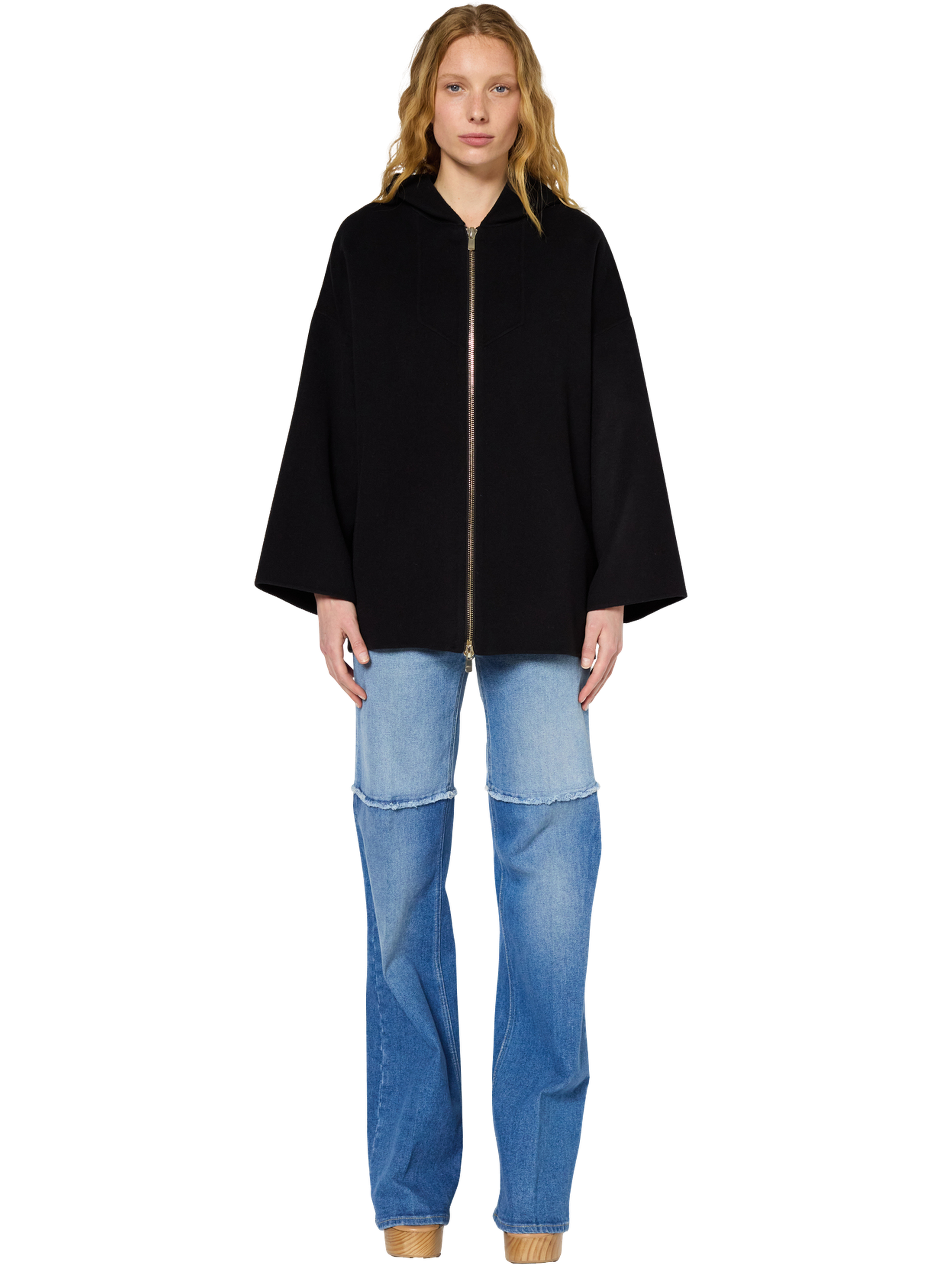 Veste à capuche en laine double face - solene GERARD DAREL Noir