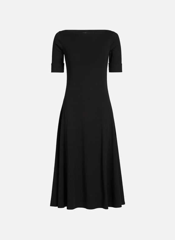 Flared cotton dress Black by LAUREN LAUREN Flared cotton dress Black