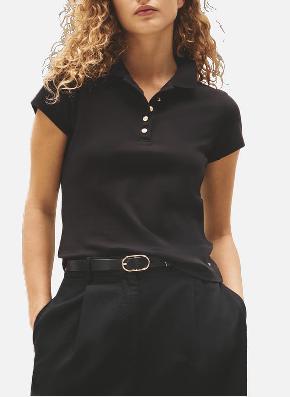 Fitted cotton polo Black by TOMMY HILFIGER TOMMY HILFIGER Fitted cotton polo Black