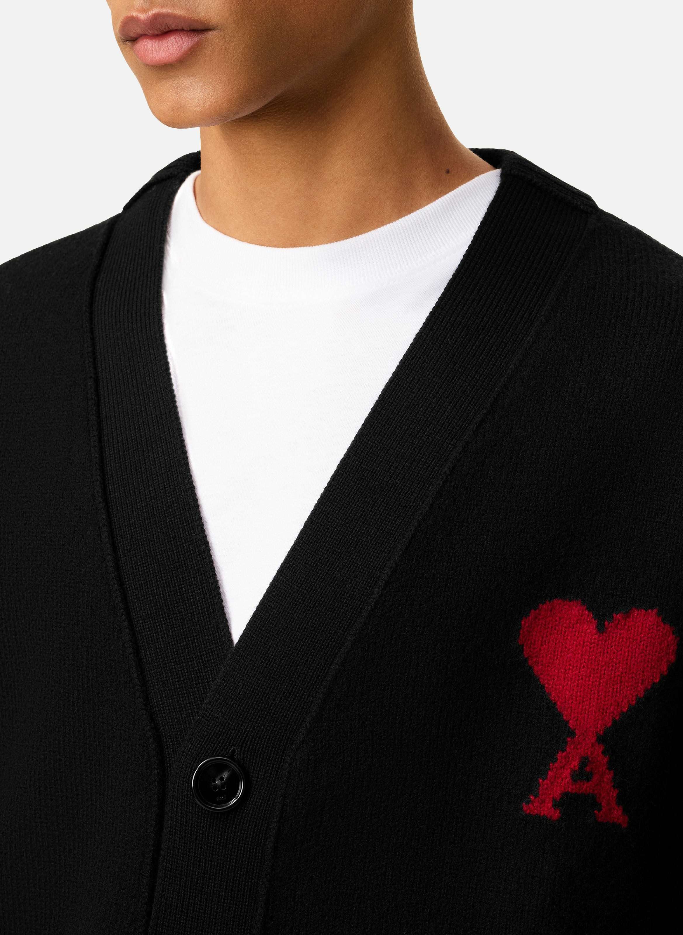 Cardigan ami de coeur en laine unisexe AMI PARIS Noir