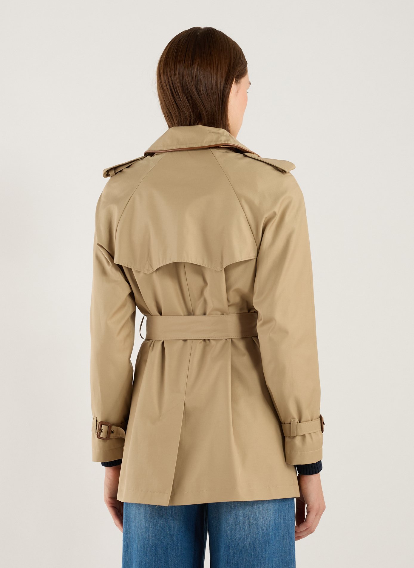 Trench court en coton mélangé LAUREN Beige