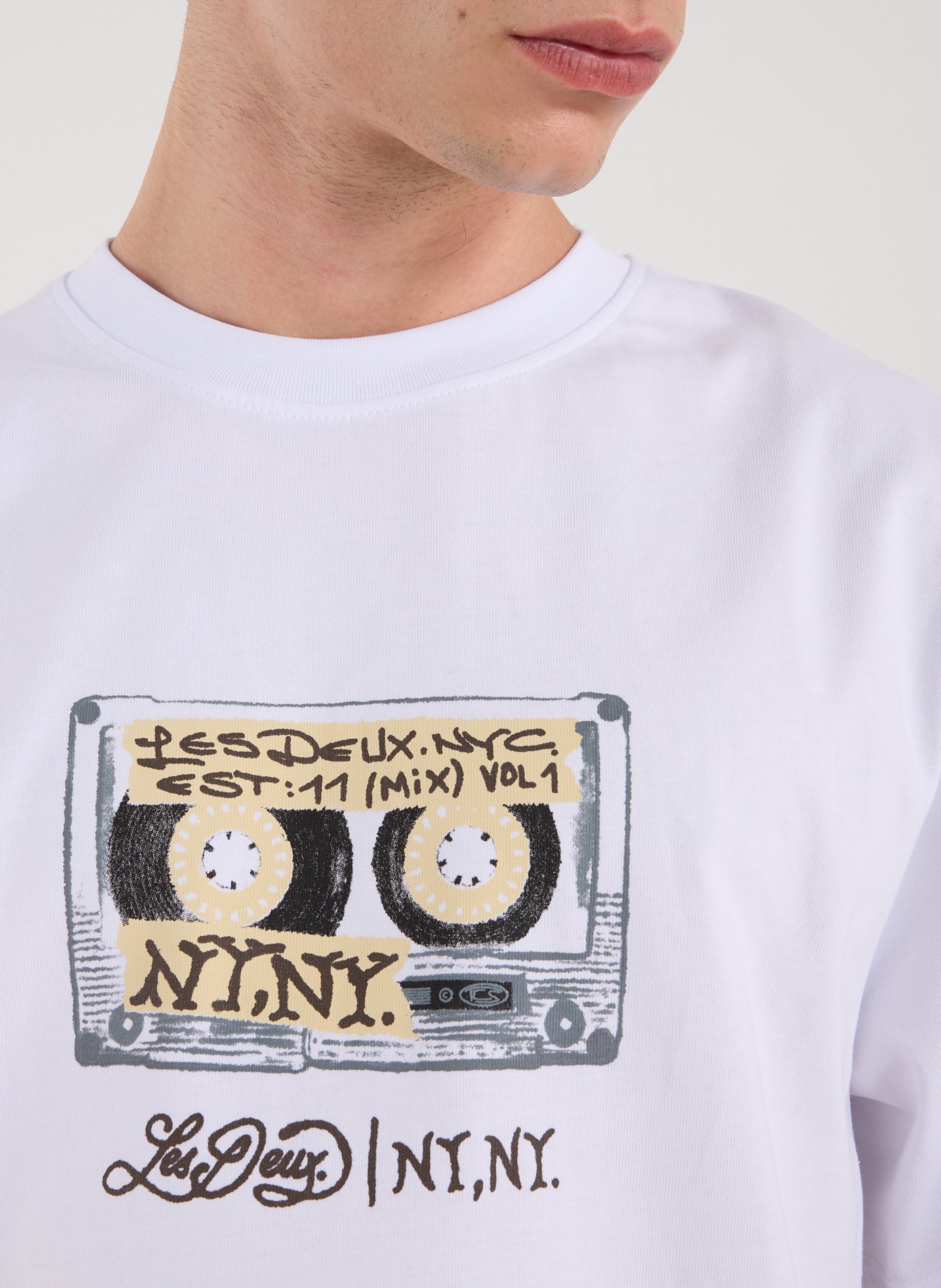 T-shirt imprimé en coton LES DEUX Blanc