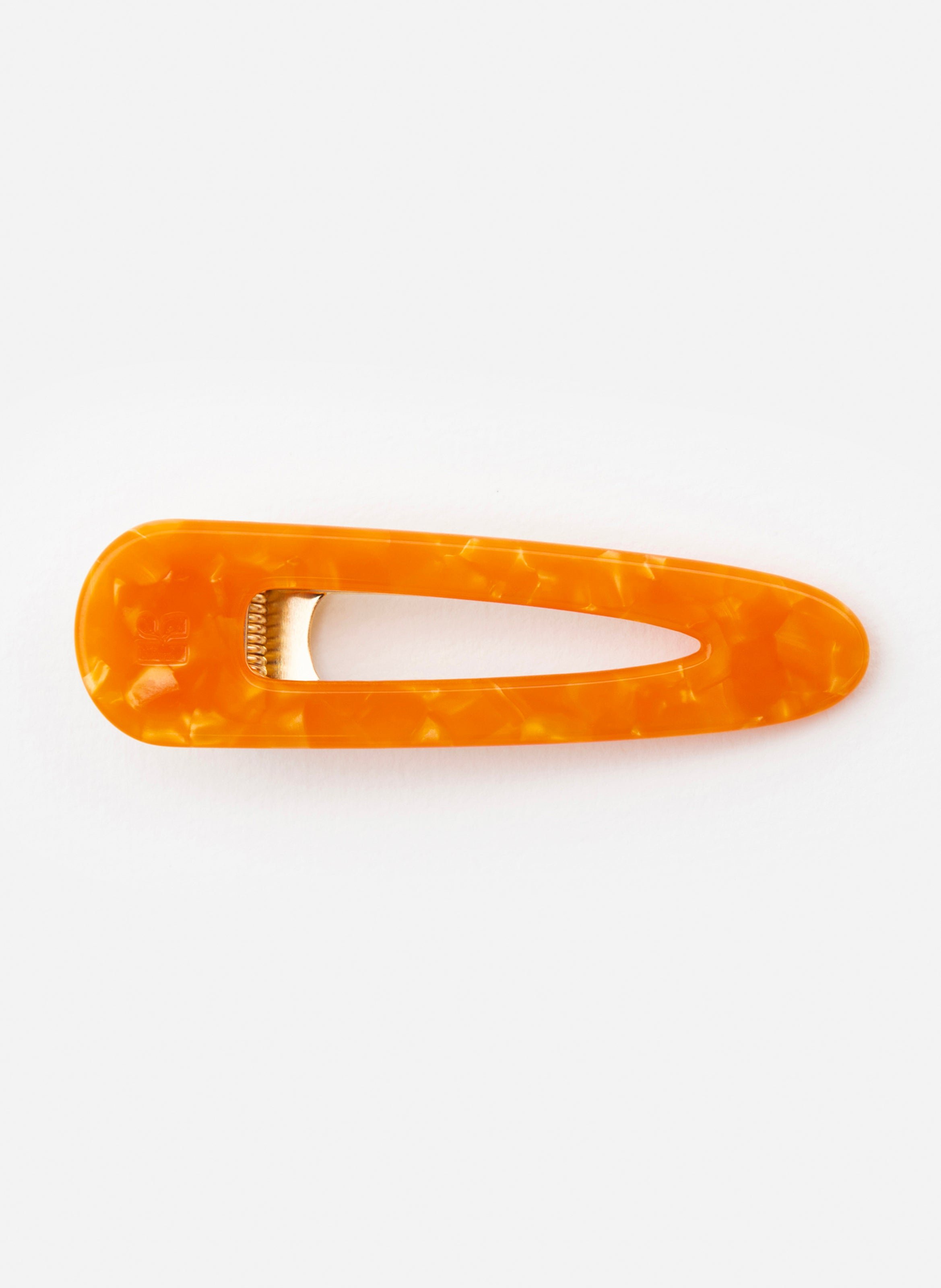 Barrette à cheveux triangle en acétate de cellulose et acier inoxydable KURAGE GINZA Orange