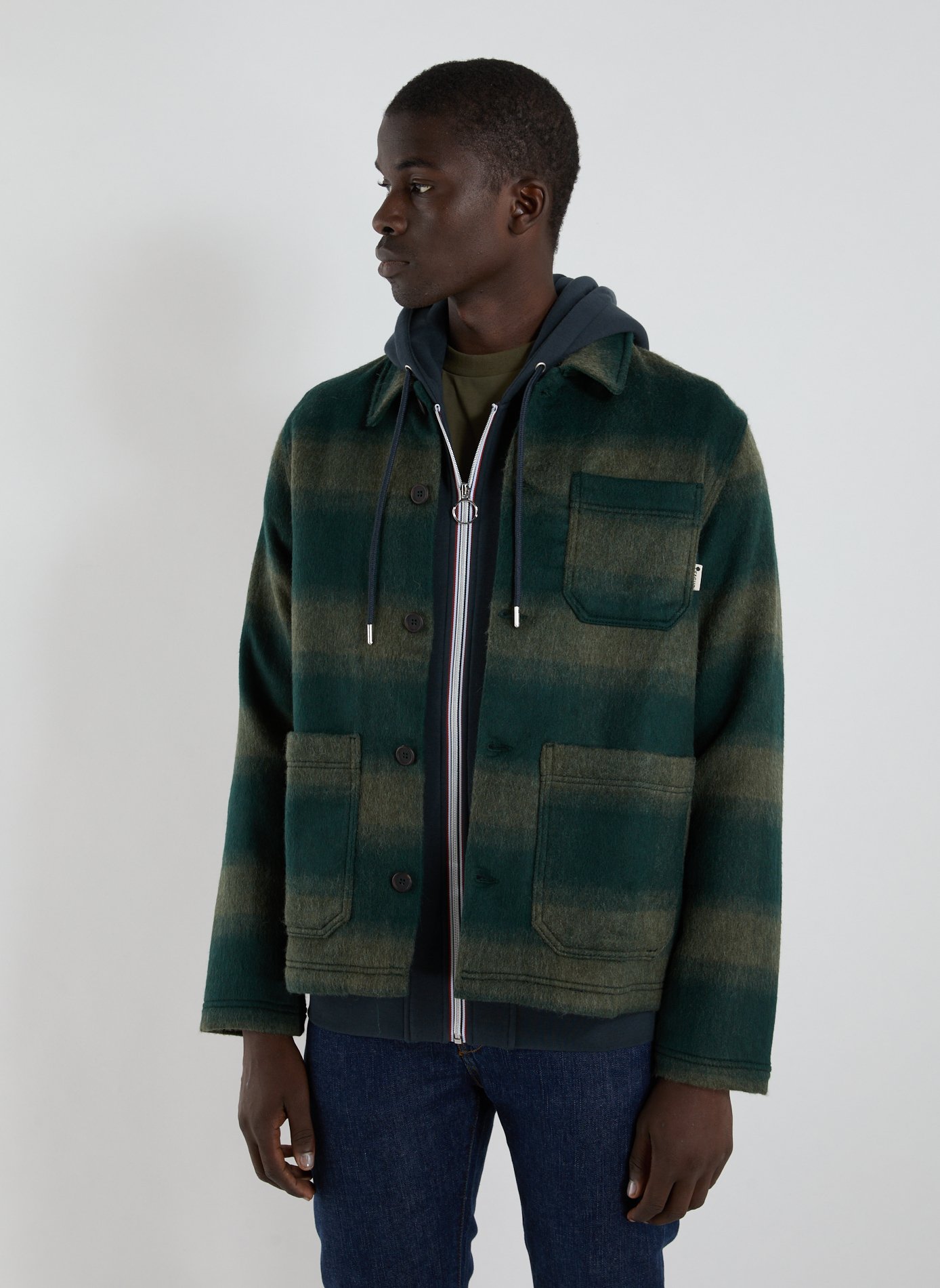 FAGUO Veste à carreaux en laine mélangée Vert