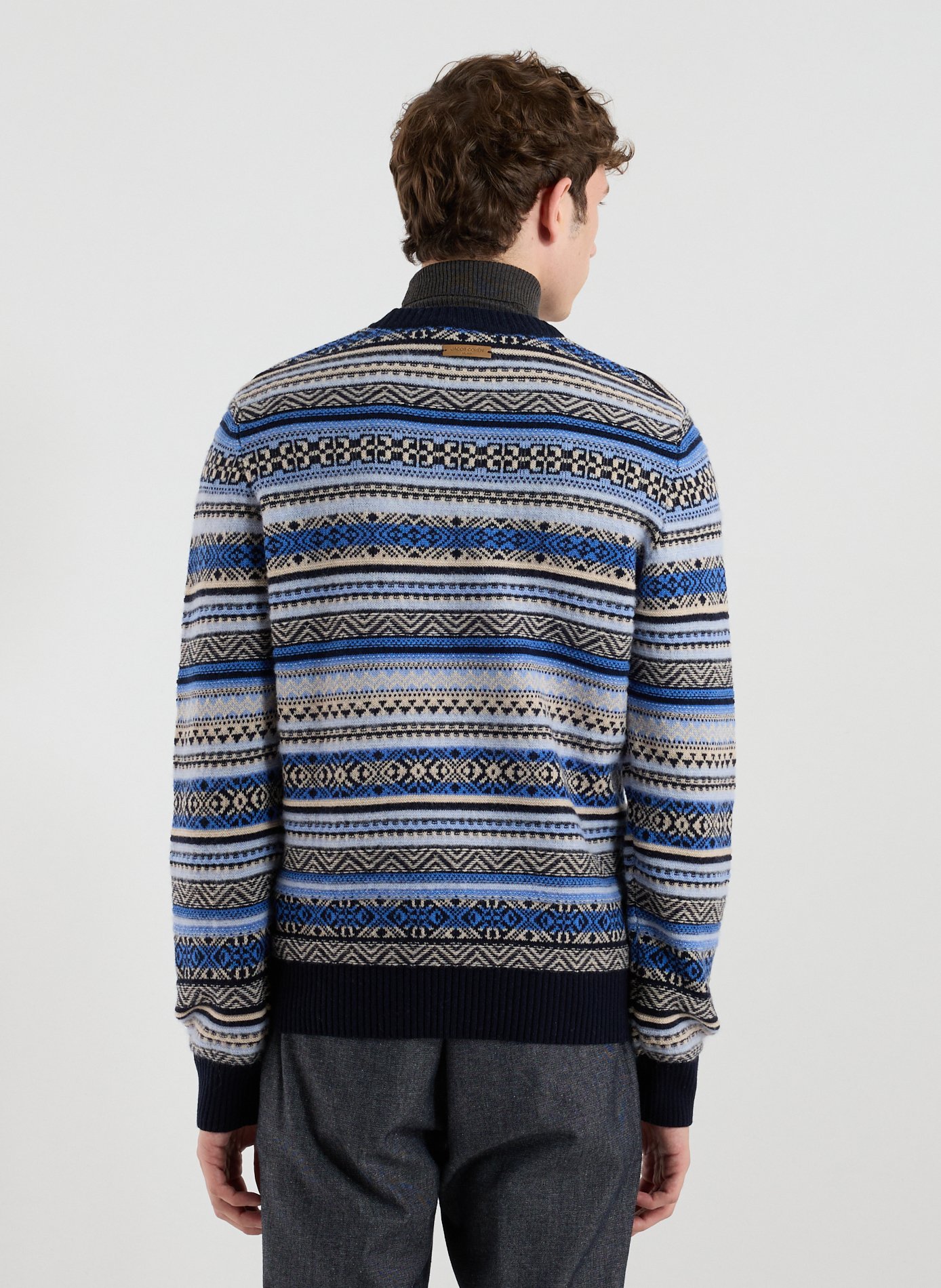 Pull à motifs en laine mélangé  JACOB COHEN Bleu