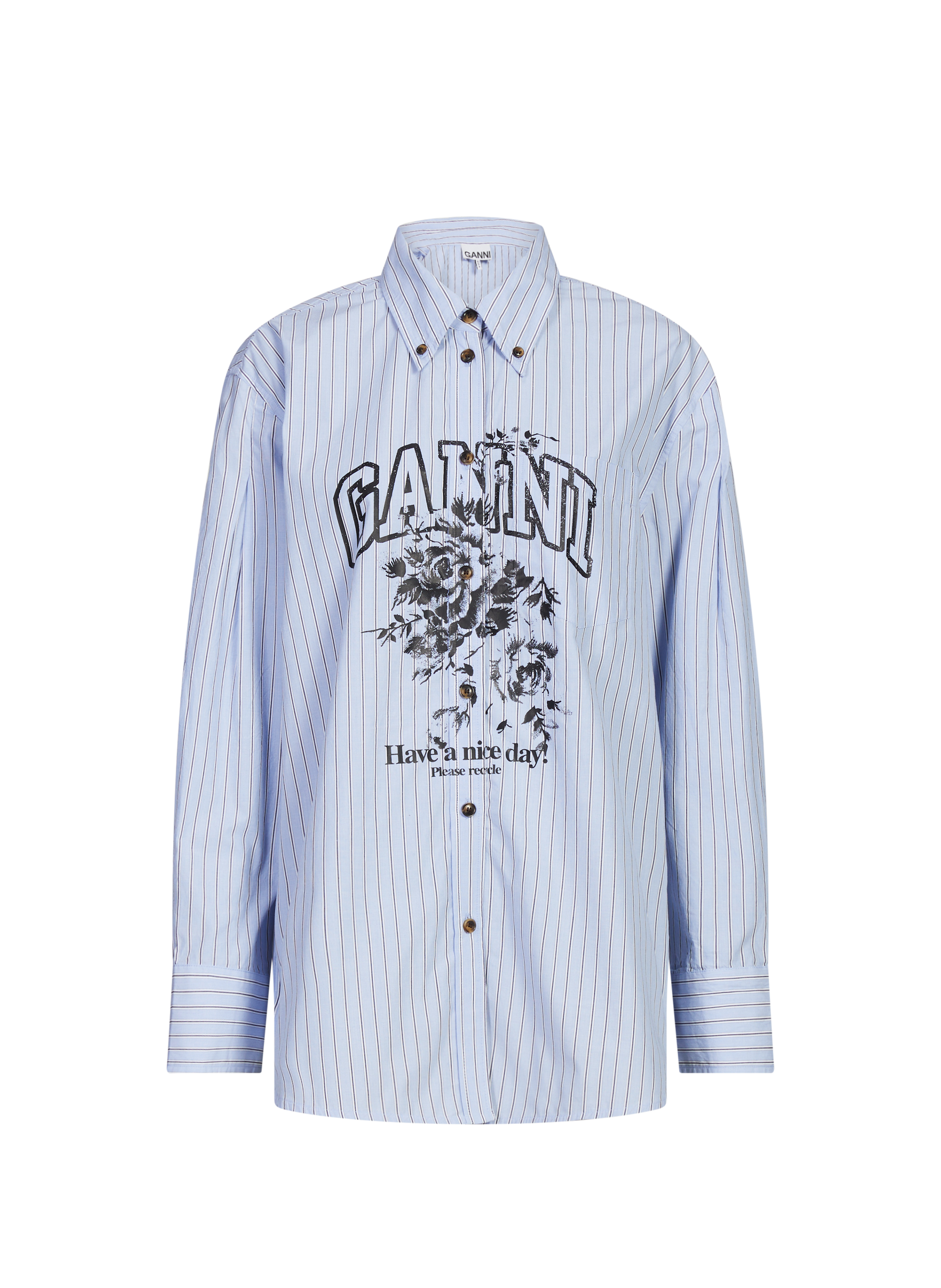 GANNI Cotton Shirt Blue
