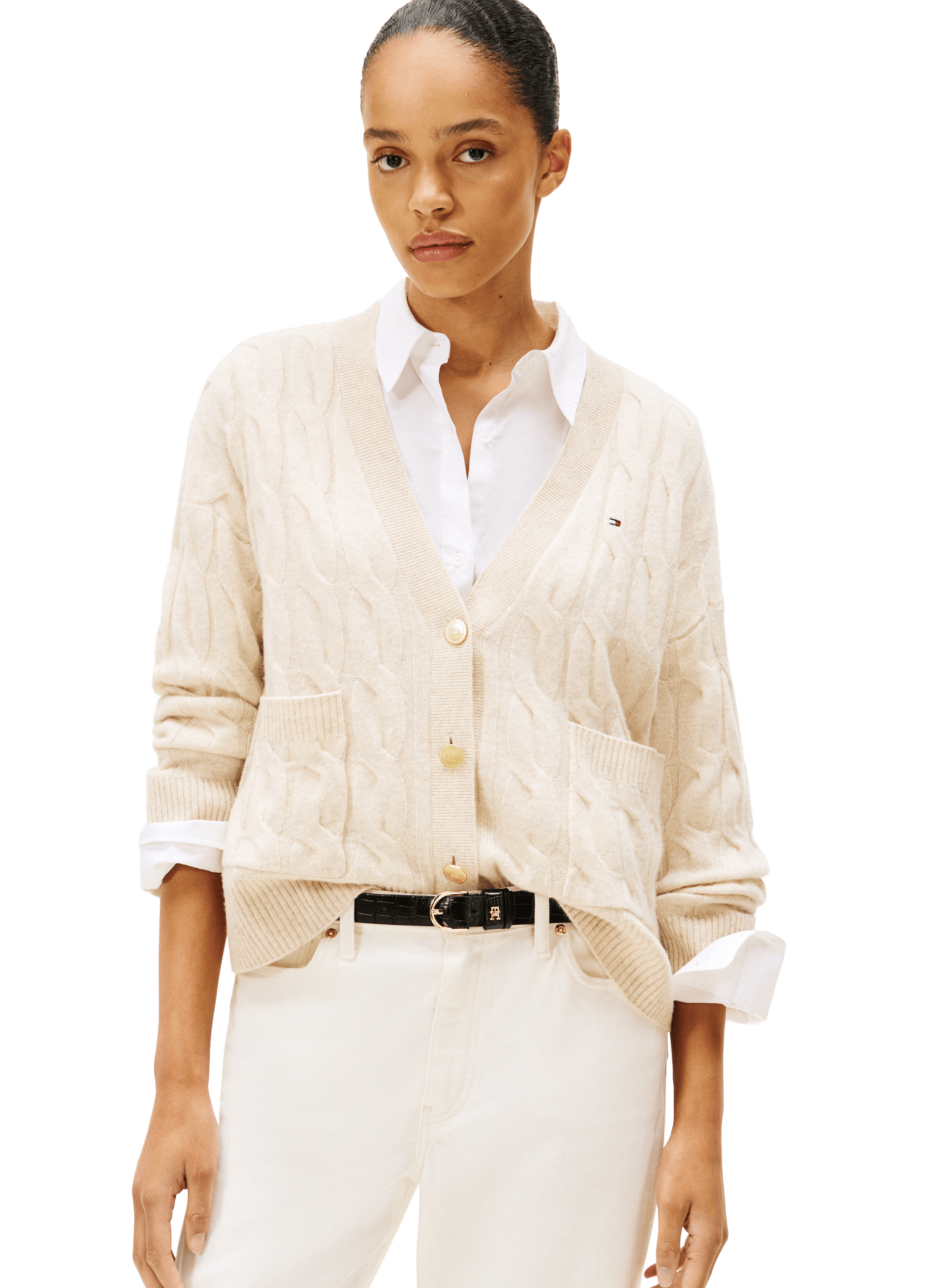 TOMMY HILFIGER V-neck wool vest Beige