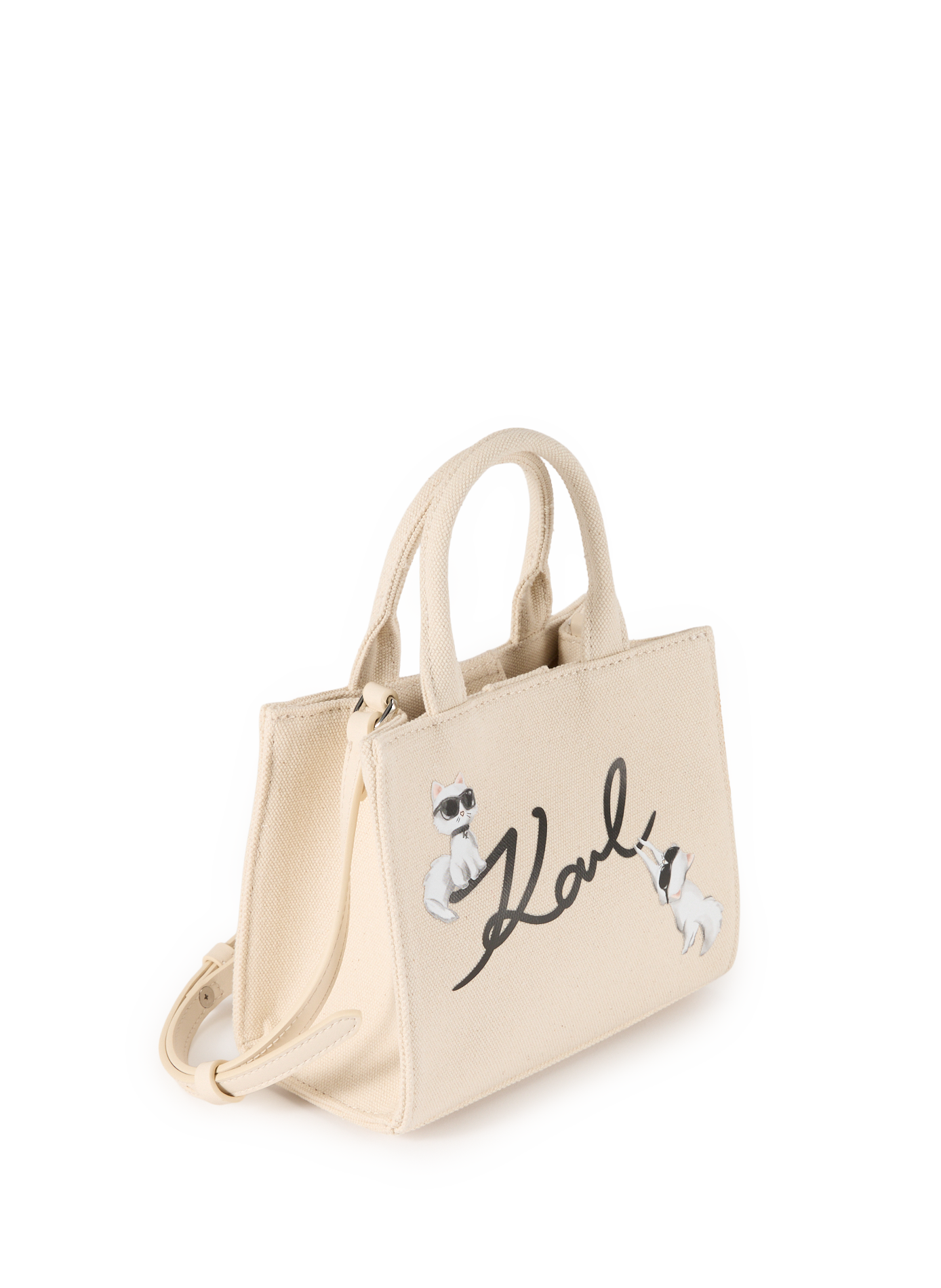Cotton knit handbag KARL LAGERFELD Beige