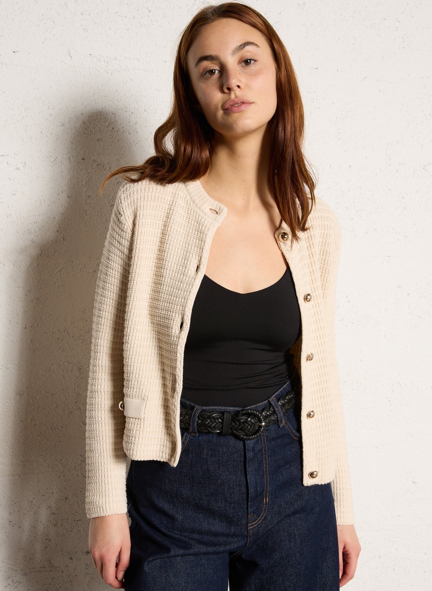 Ceinture en cuir tressée eddy MAISON 123 Noir