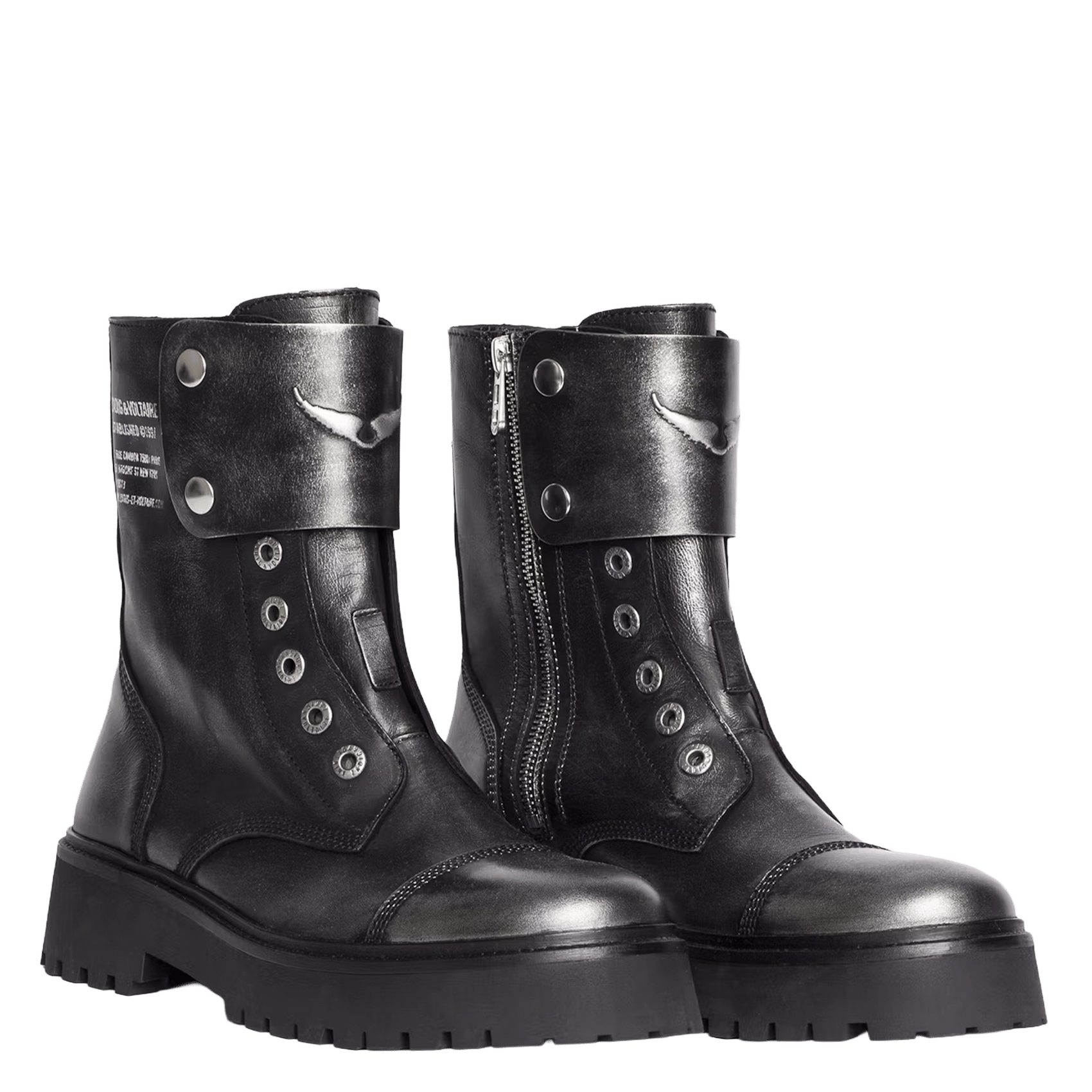Joe leren veterloze ranger boots ZADIG&VOLTAIRE Zwart