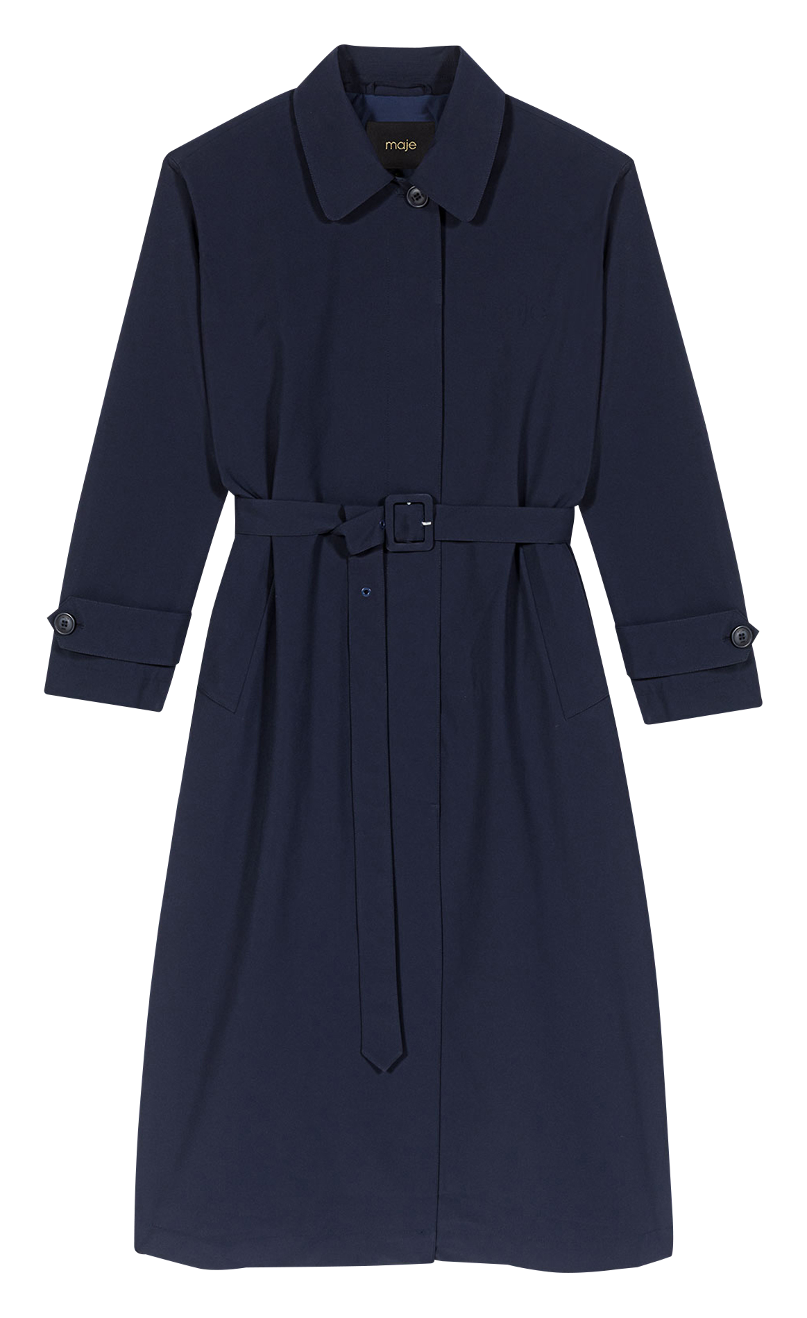 Trench à capuche ceinturé MAJE Bleu