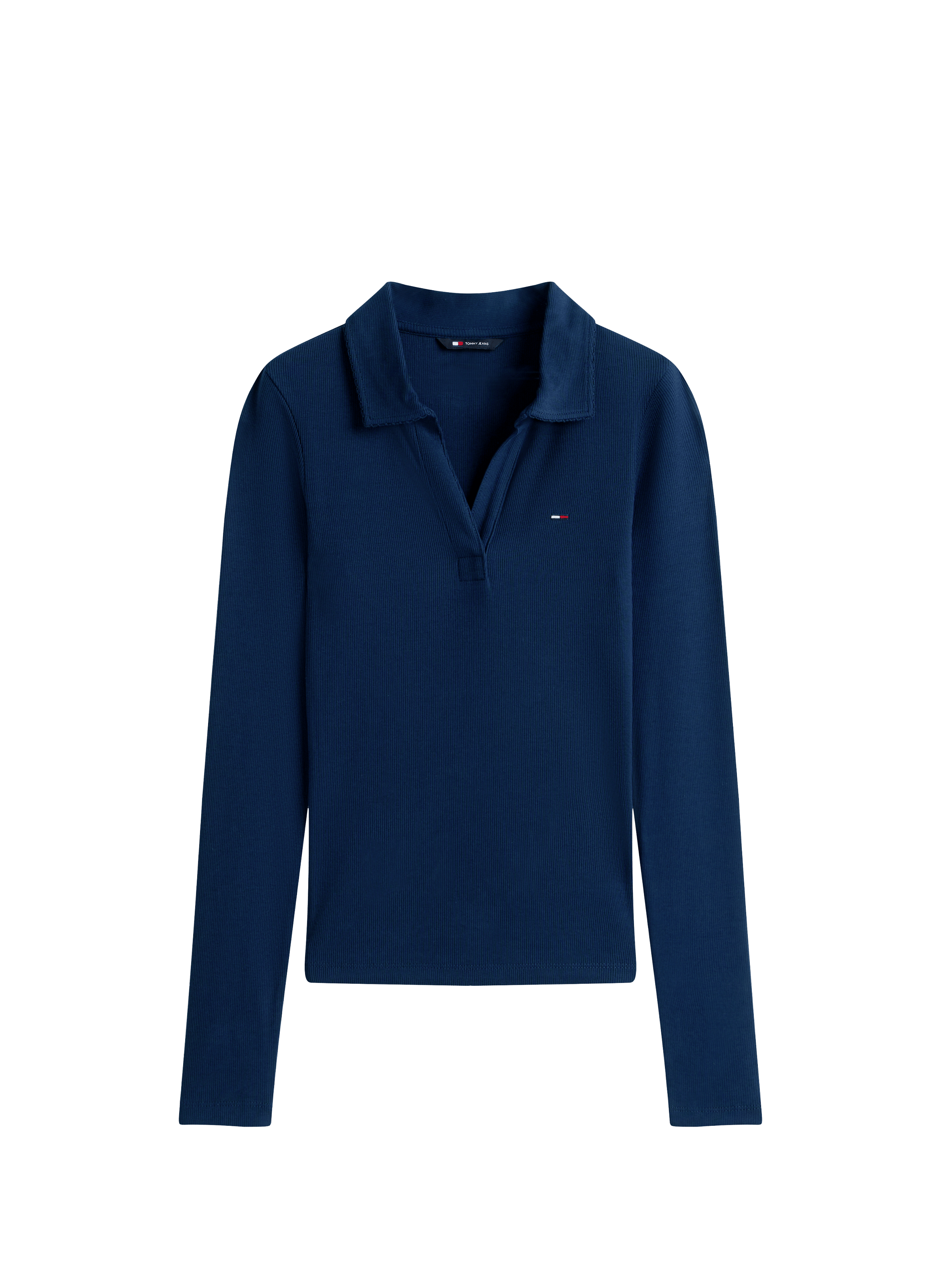 T-shirt côtelé en coton mélangé TOMMY HILFIGER Bleu