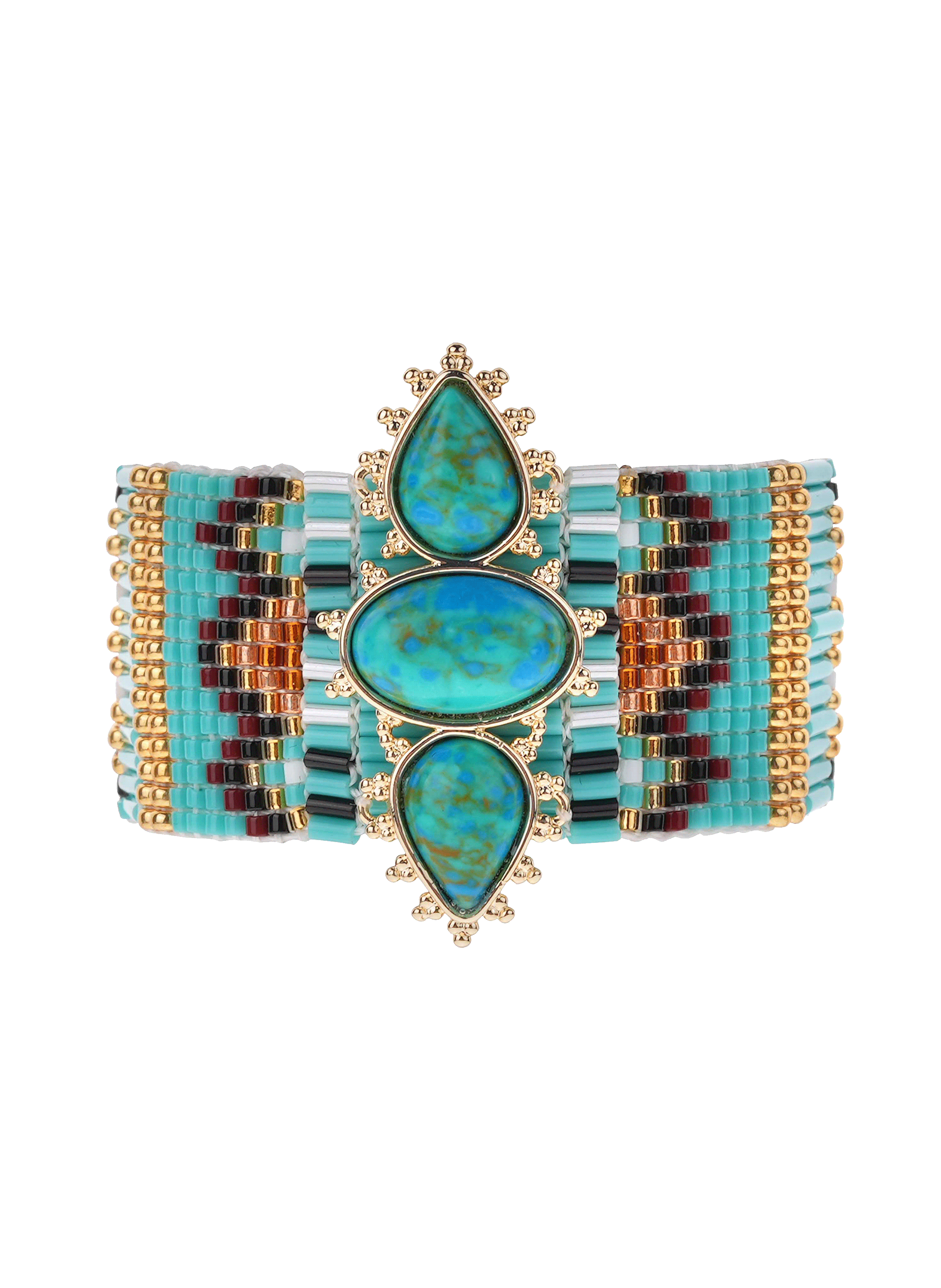 Bracelet manchette perles tissées noliti HIPANEMA Bleu