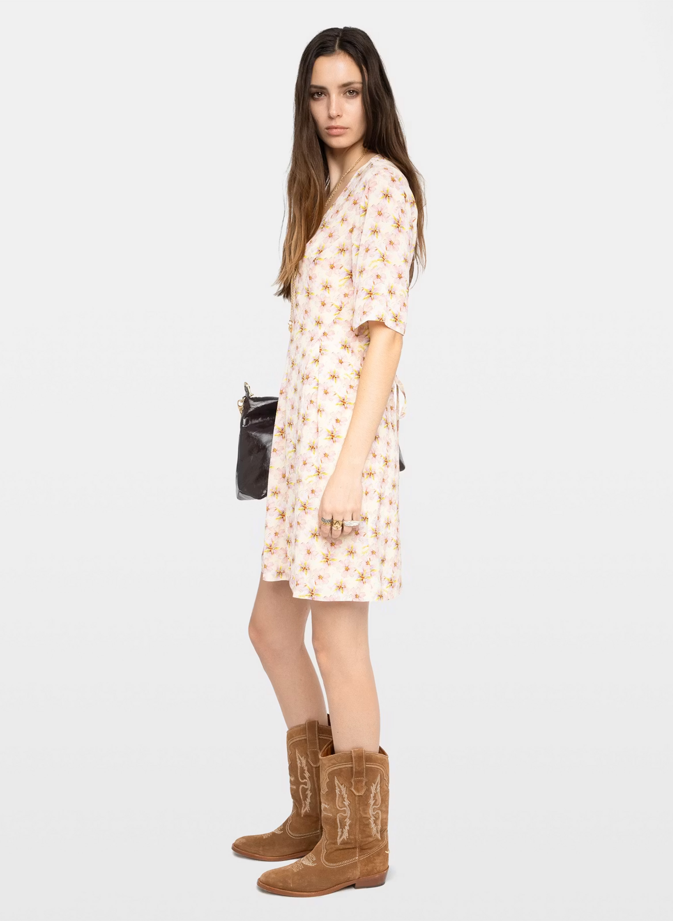 Robe courte évasée col v rodalas ZADIG&VOLTAIRE Jaune