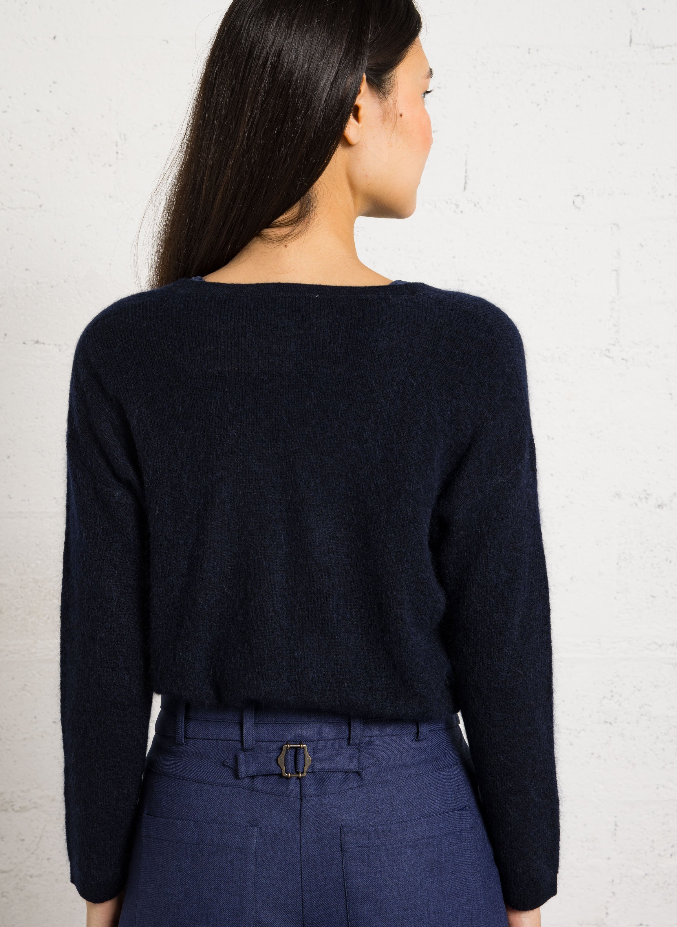 Gilet droit col v en maille paolo MAISON 123 Bleu