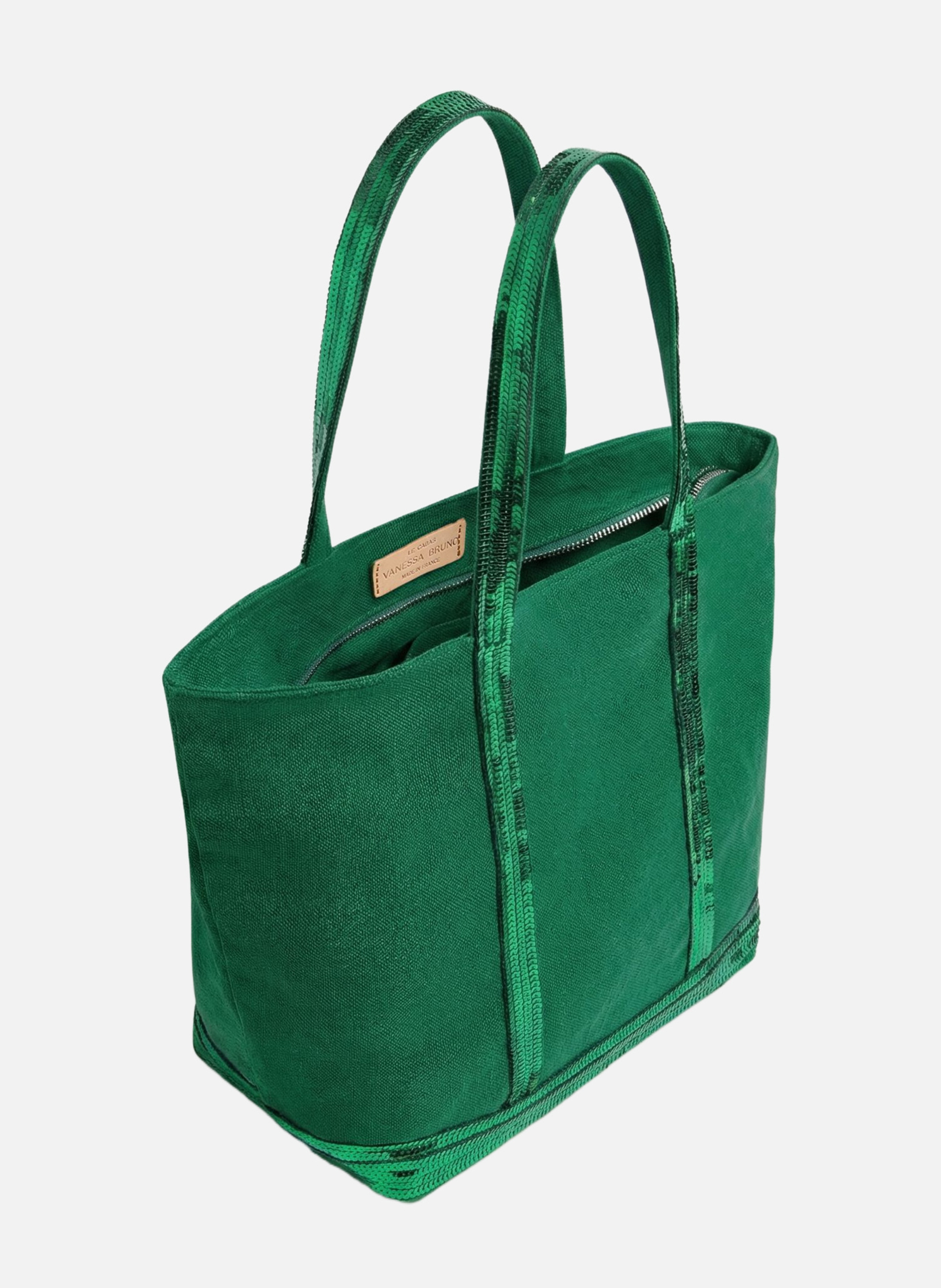 Cabas m zippé en lin VANESSA BRUNO Vert