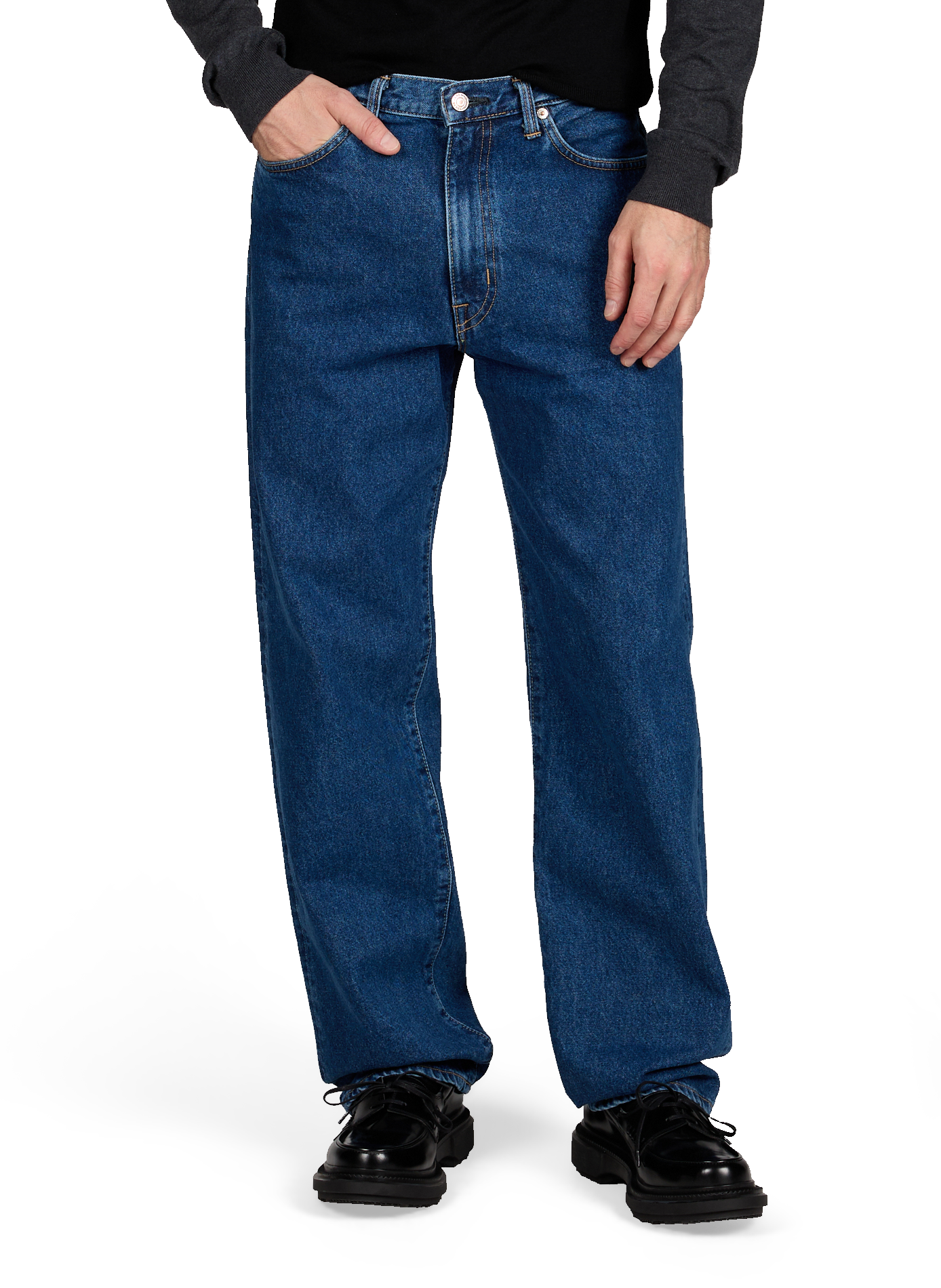 Solid straight-leg cotton jeans EDWIN
