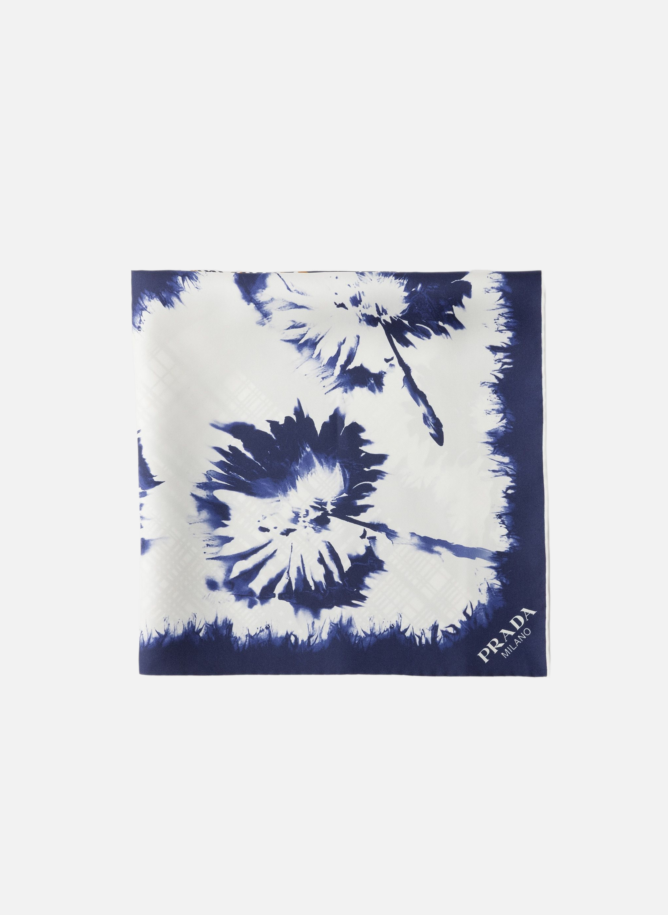 Écharpe en sergé de soie imprimée 65 PRADA Bleu