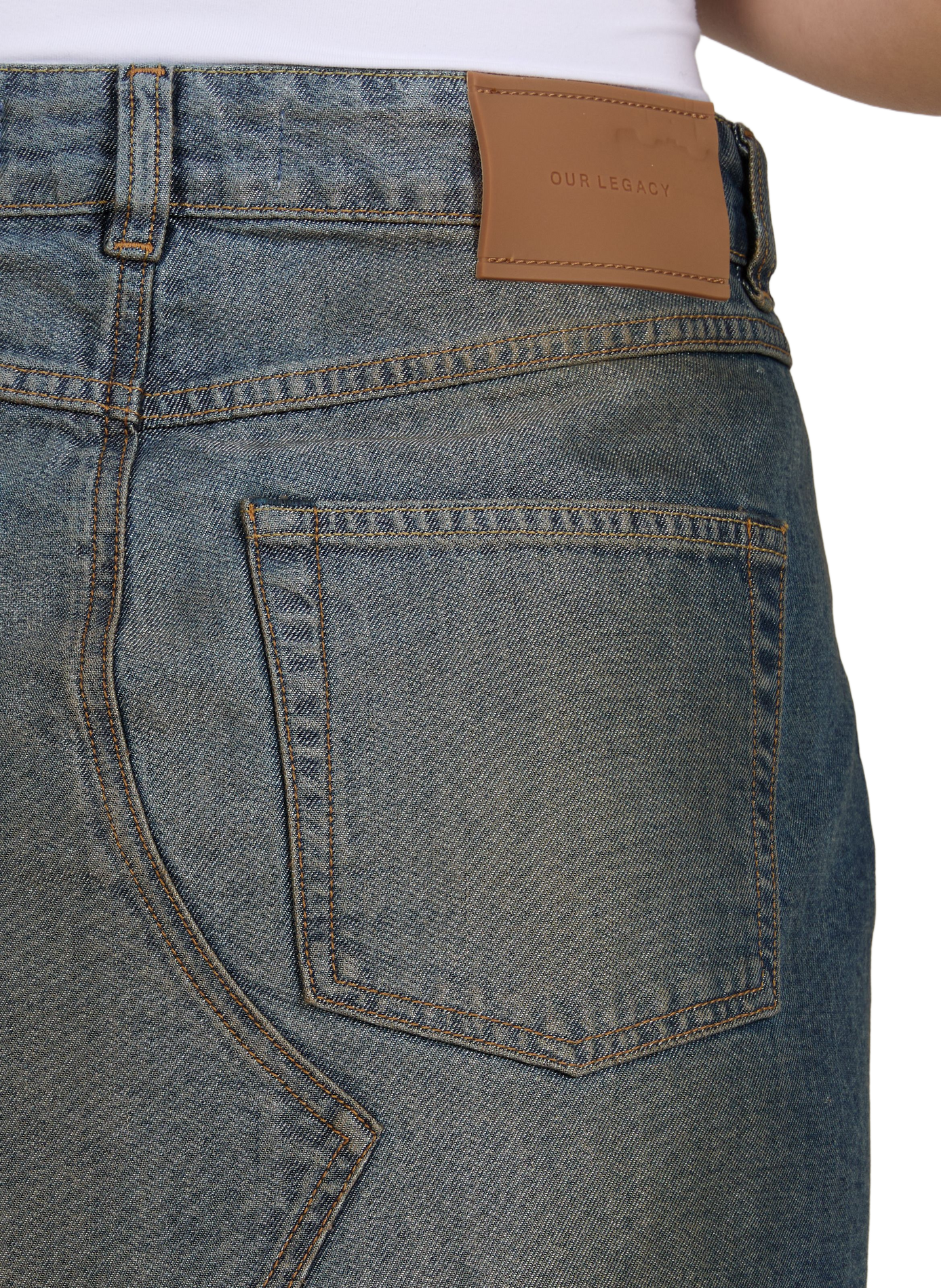 Gonna in denim asimmetrica in misto cotone OUR LEGACY Blu