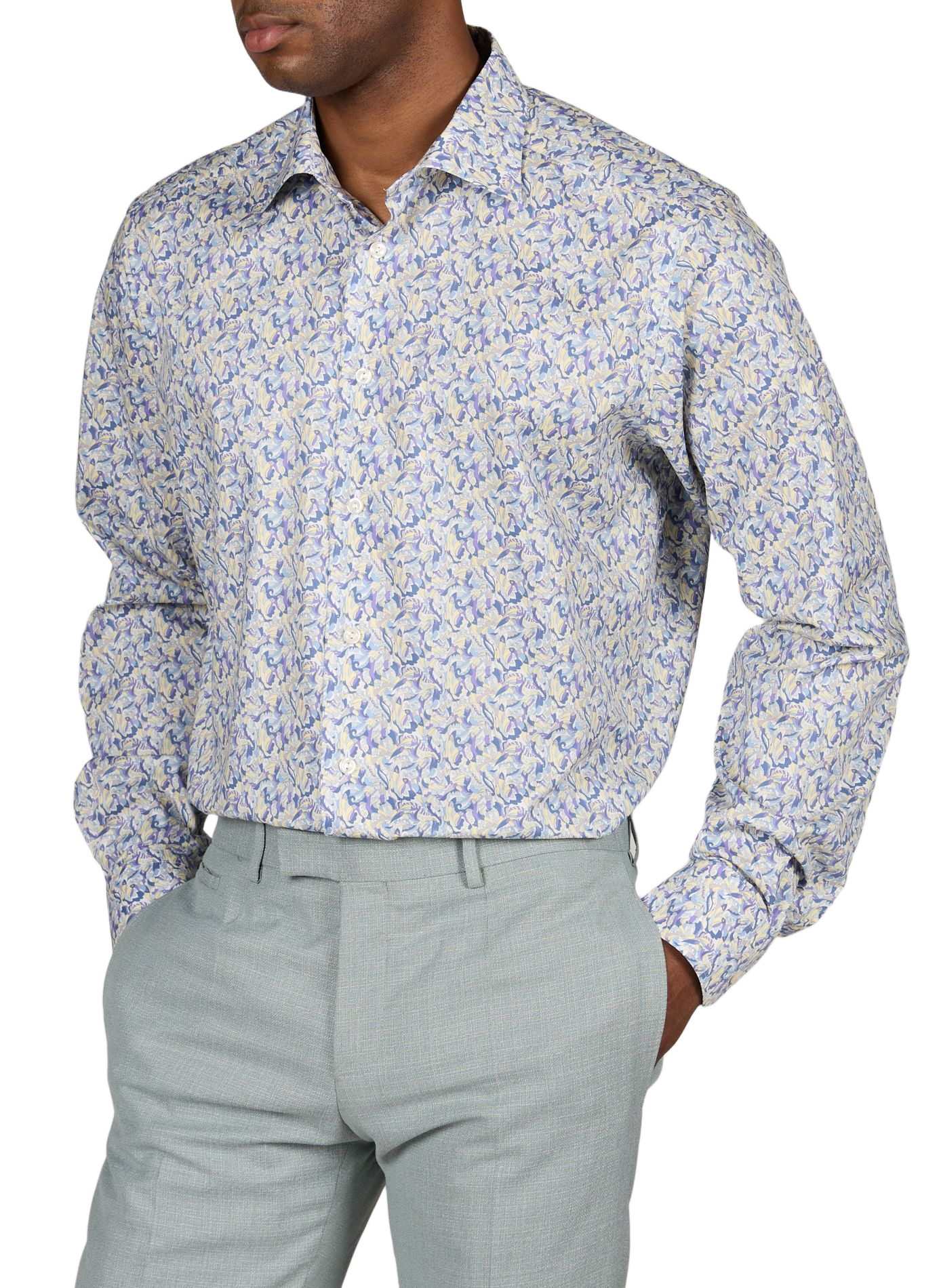 Camisa recta estampada de algodón ETON Violeta