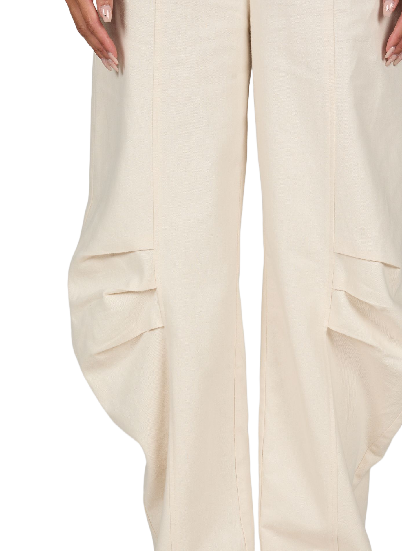 Tapered linen and cotton tailored trousers ROTATE Beige