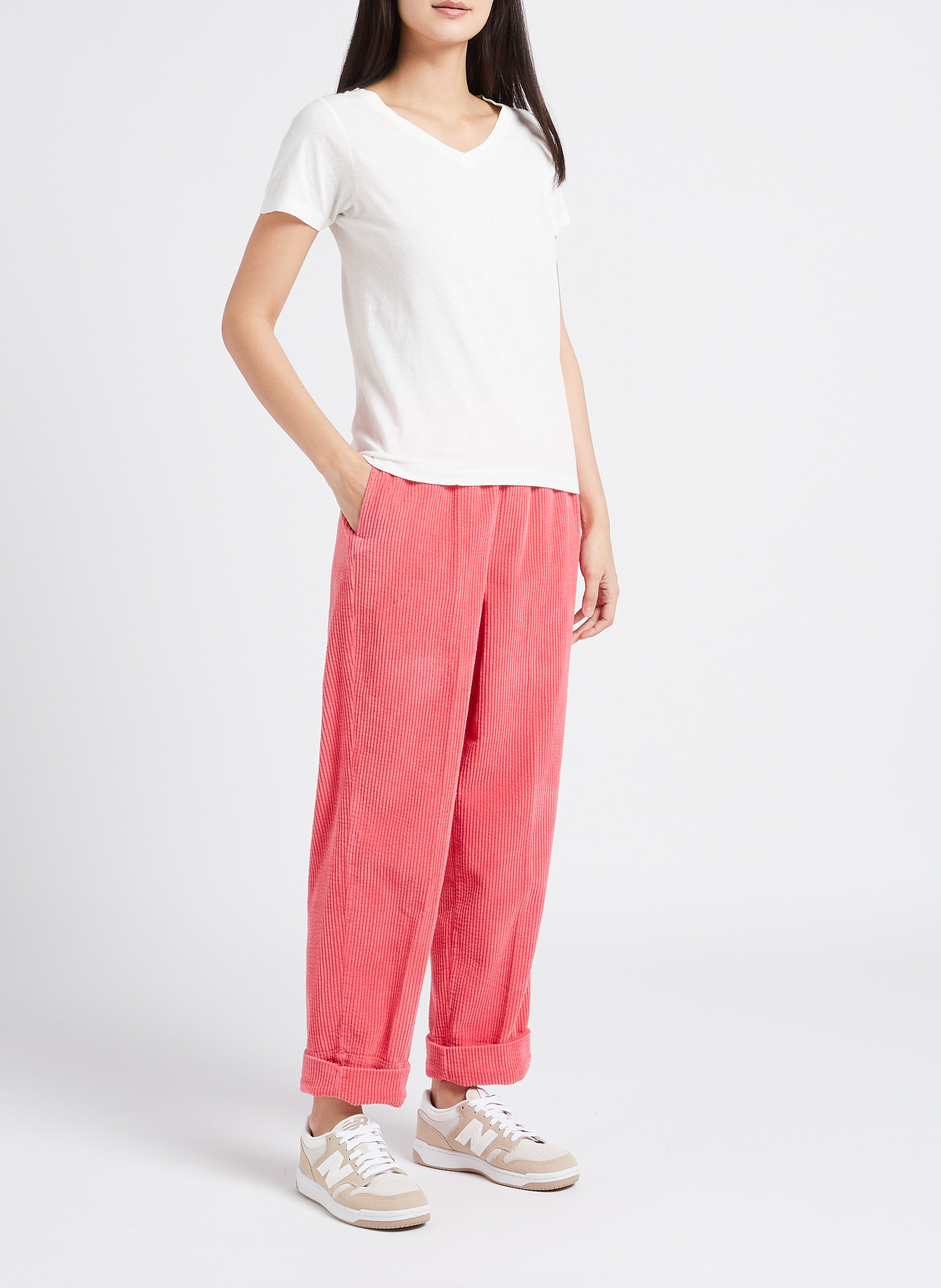 Tee-shirt col v en coton gamipy AMERICAN VINTAGE Blanc