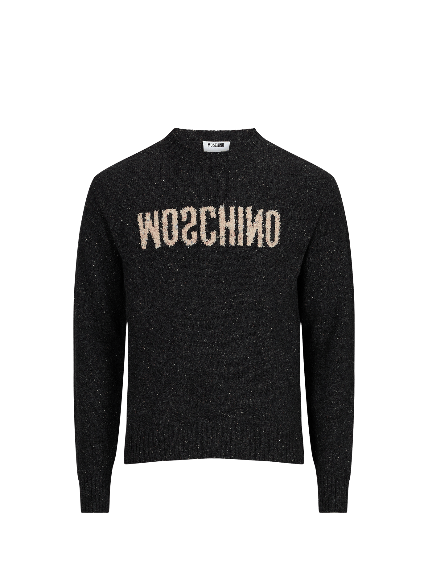 Pull à logo texturé en laine mélangée MOSCHINO Gris