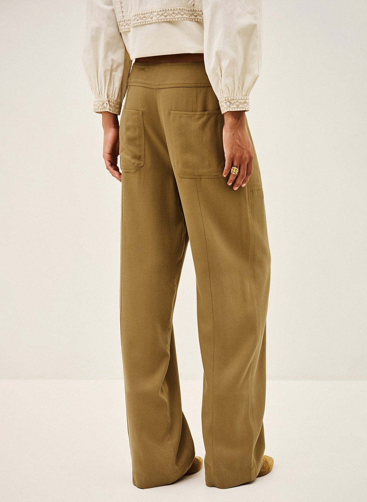 Pantalon fluide taille haute uni pavana BA&SH Beige