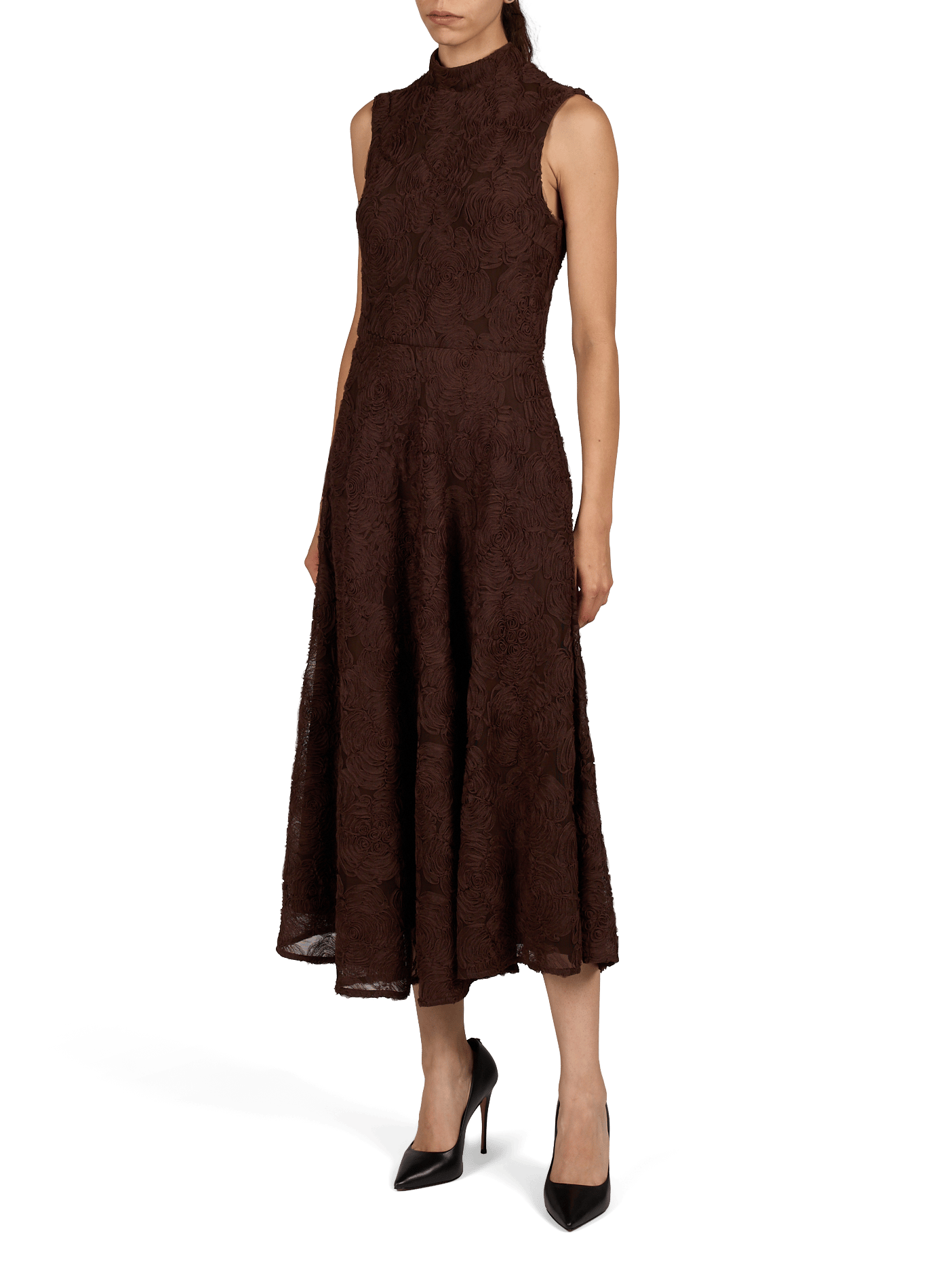 Robe longue évasée ROTATE Marron