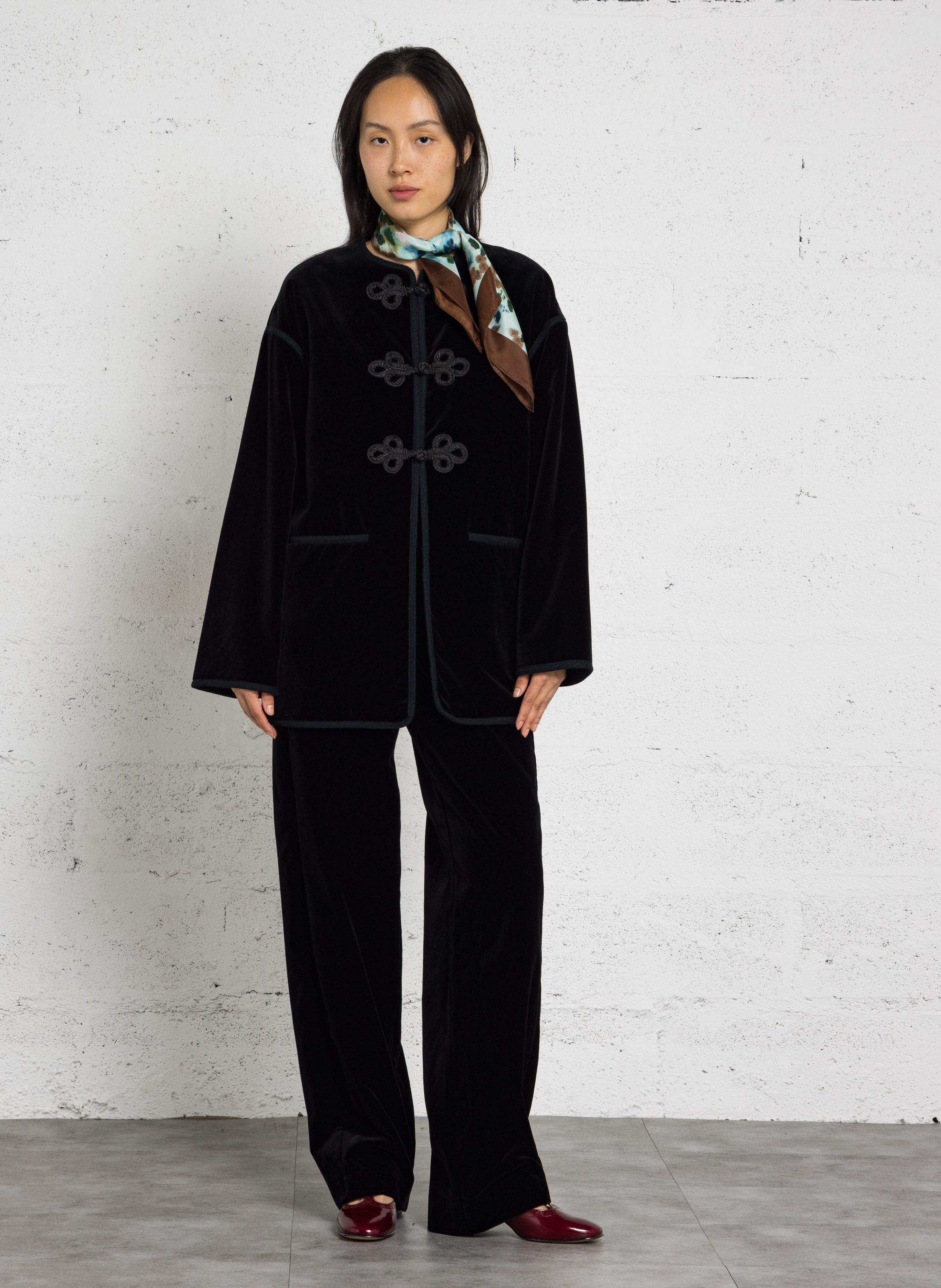 Veste droite col rond en coton bio lutetia SOEUR Noir