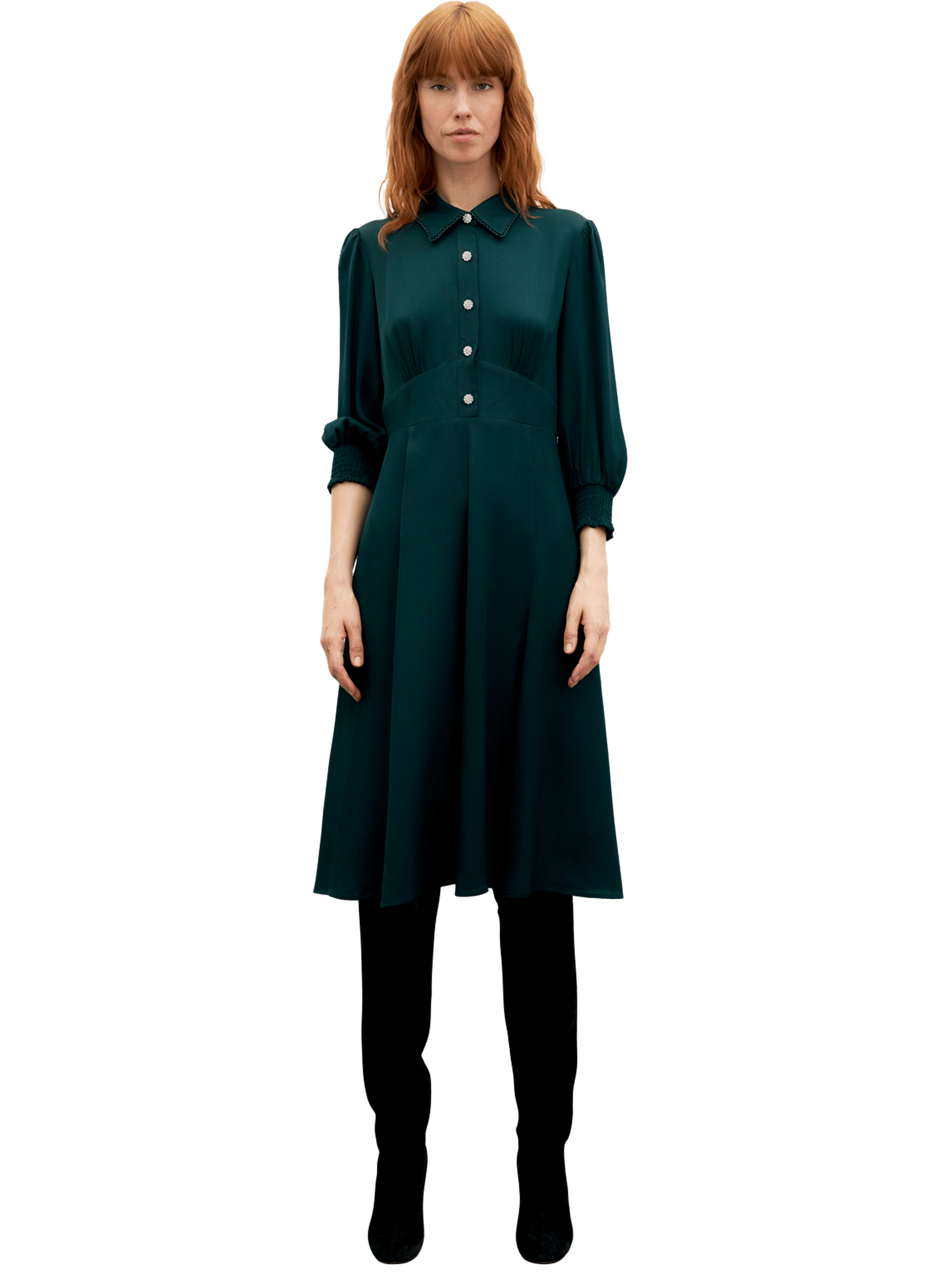 Robe cintrée à boutons en strass - ciel GERARD DAREL Vert