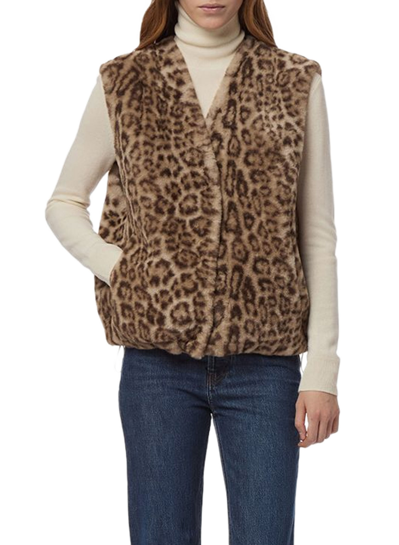 Oversized sleeveless V-neck jacket | Brown APPARIS Women