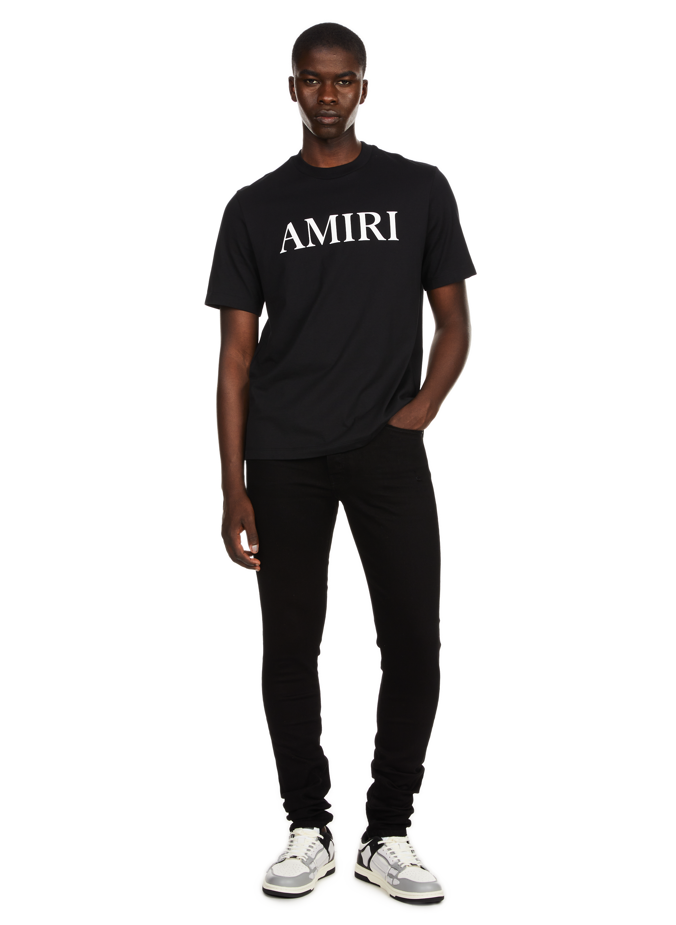 T-shirt avec logo en coton AMIRI Noir