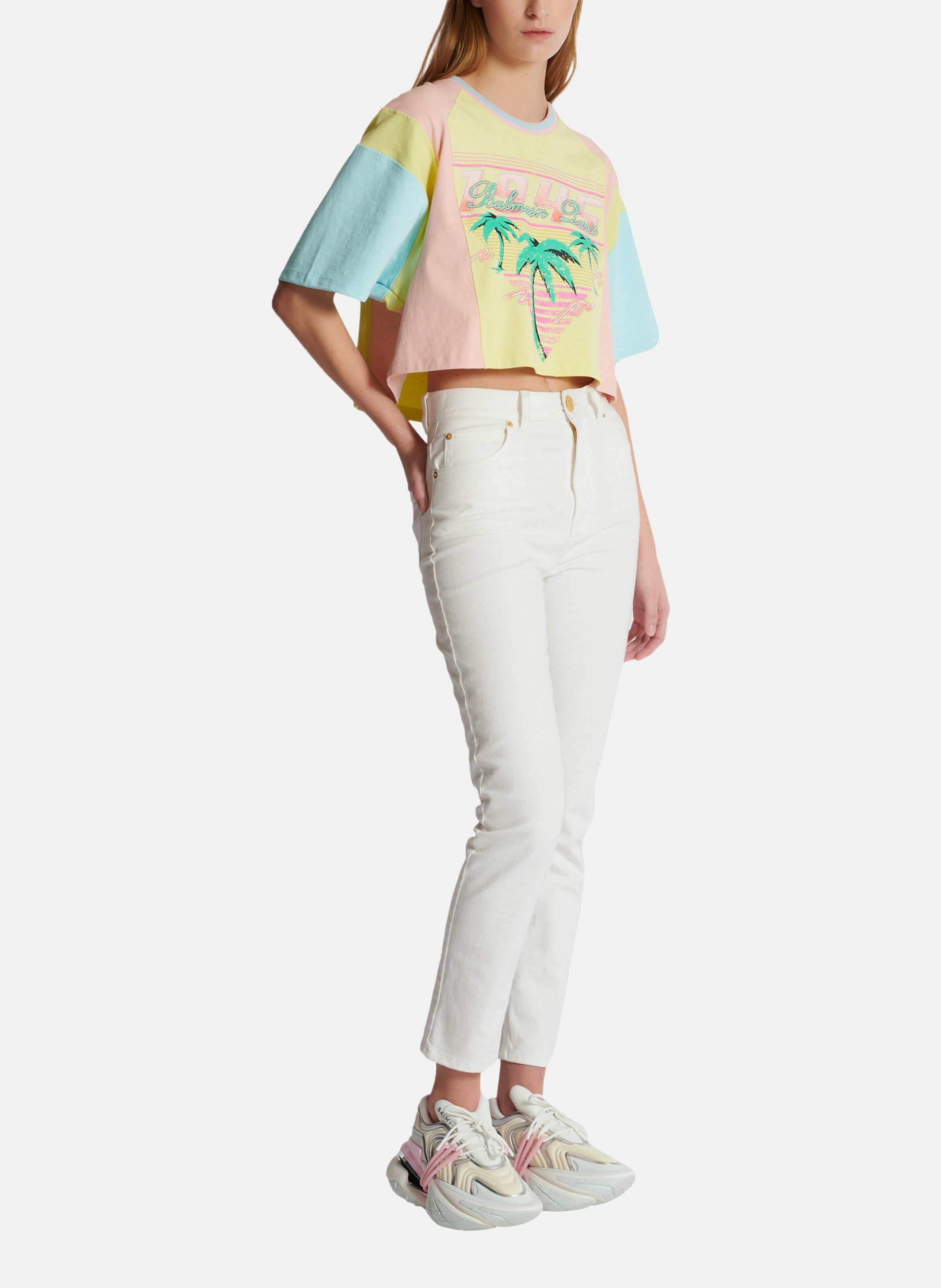 Jean coupe slim BALMAIN Blanc