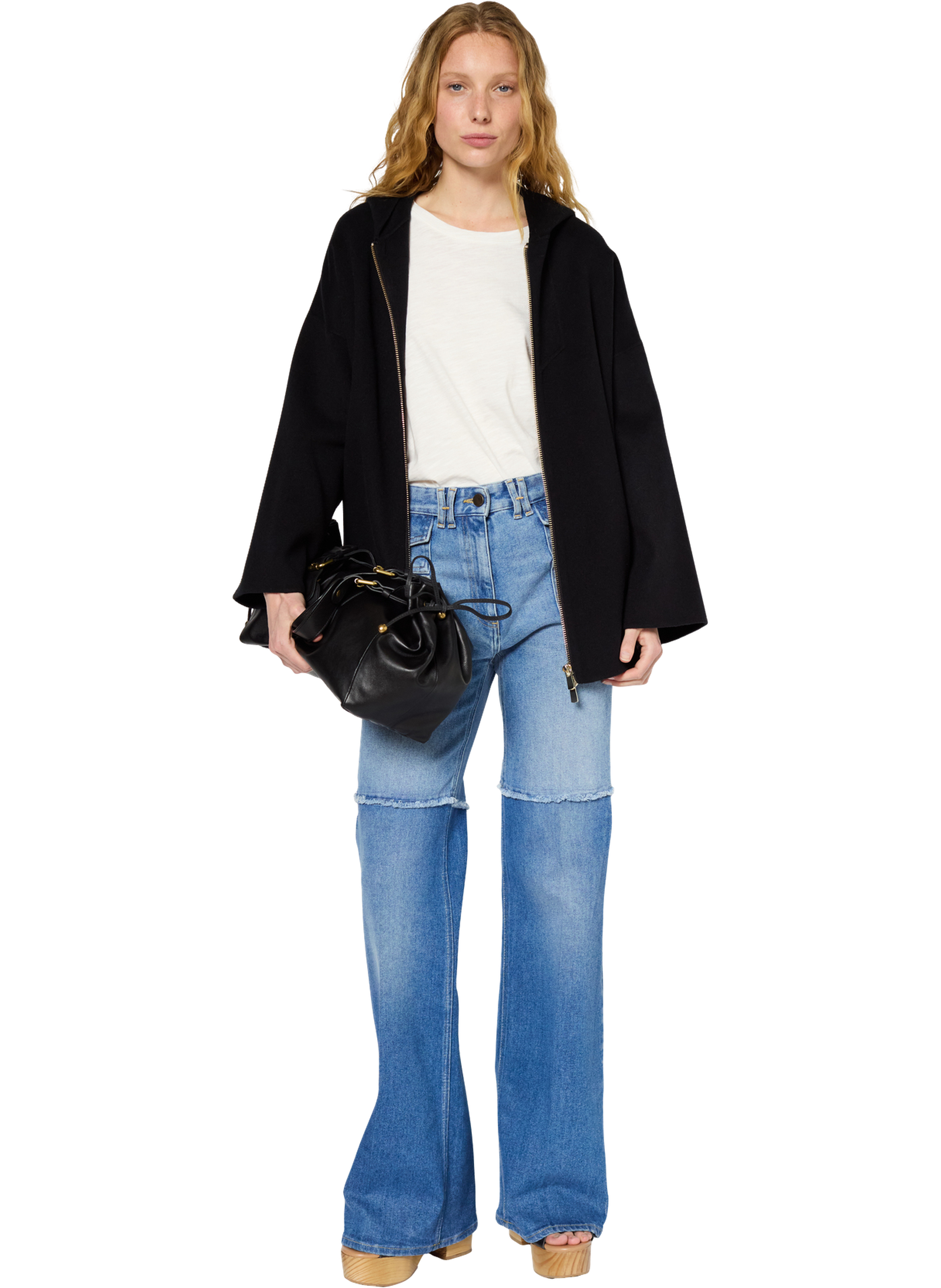 Veste à capuche en laine double face - solene GERARD DAREL Noir