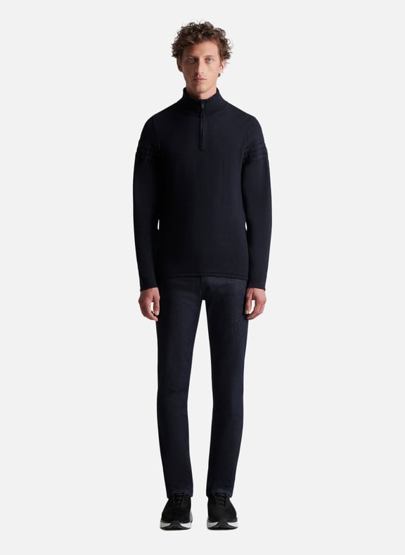 Pull oliver col montant coupe regular Bleu by FUSALP FUSALP Pull oliver col montant coupe regular Bleu
